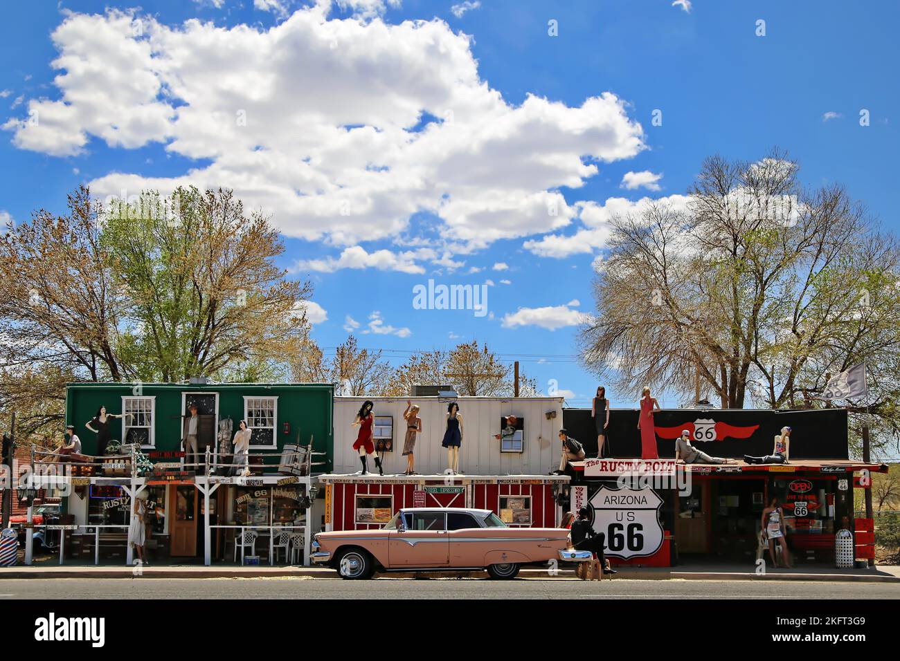 Western town in Seligman on historic Route 66 in the Wild West