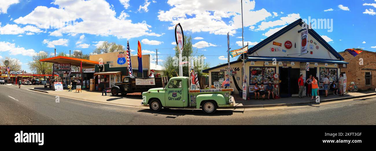 Western town in Seligman on historic Route 66 in the Wild West
