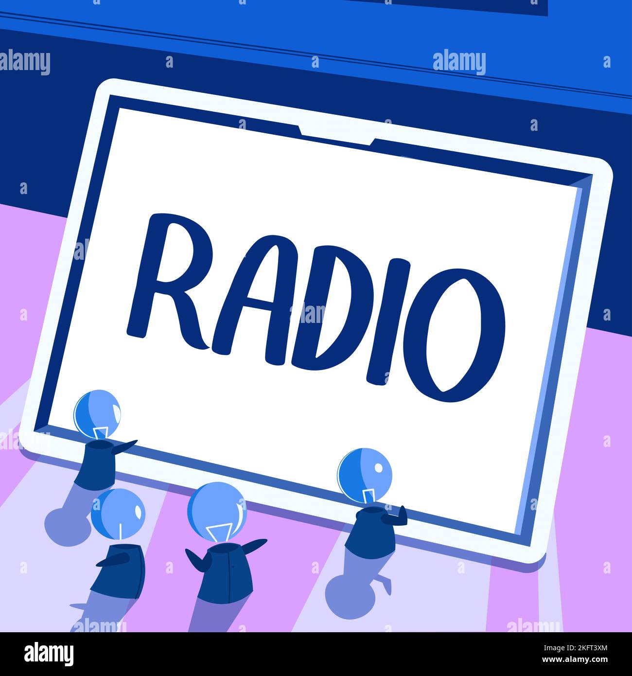 Sign displaying Radio. Word Written on transmission reception ...