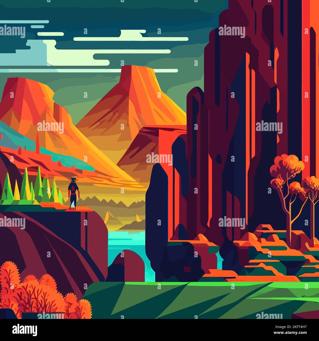Man at grand canyon Stock Vector Images - Alamy