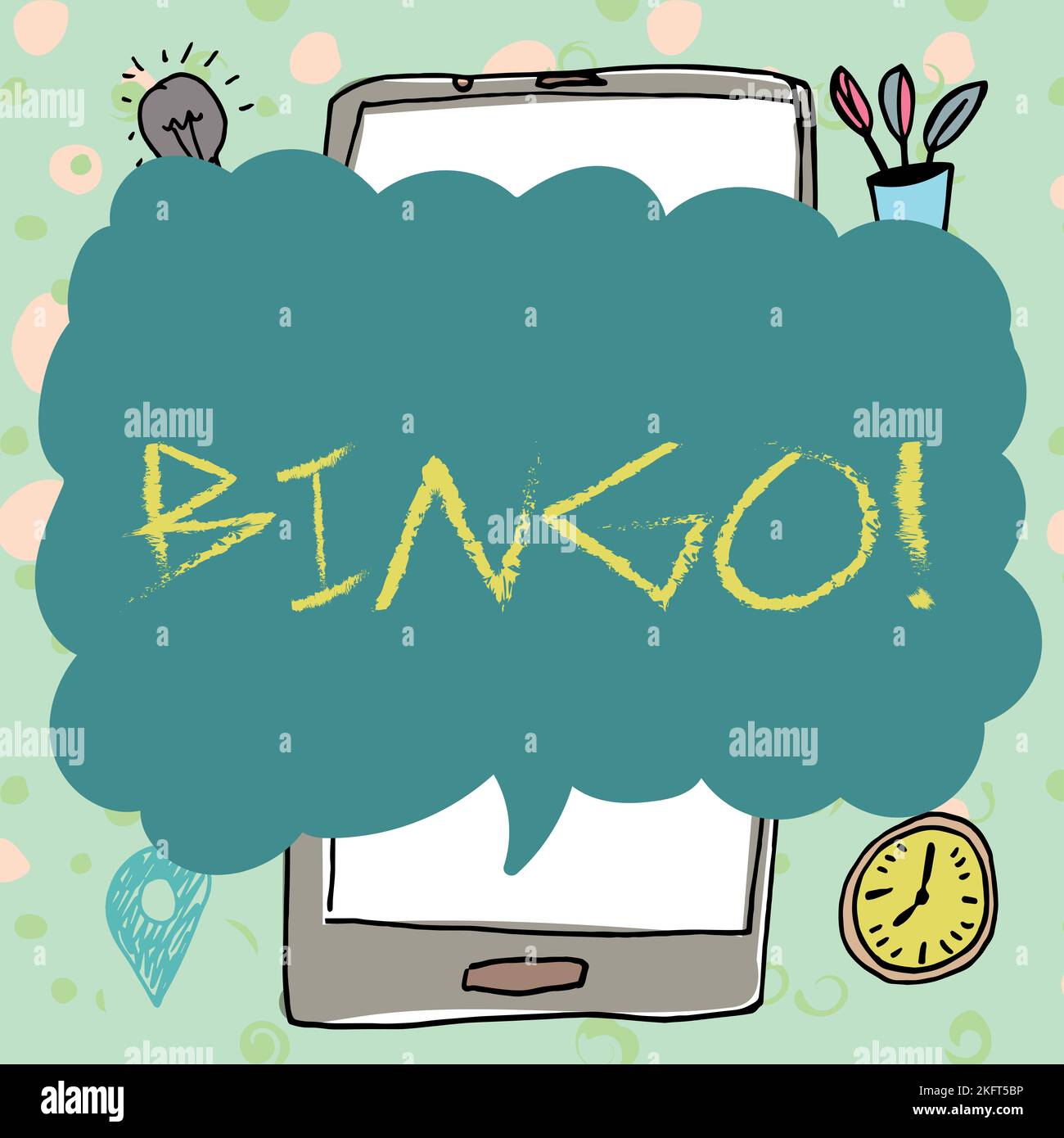 Handwriting text Bingo. Word for game of chance in which each player