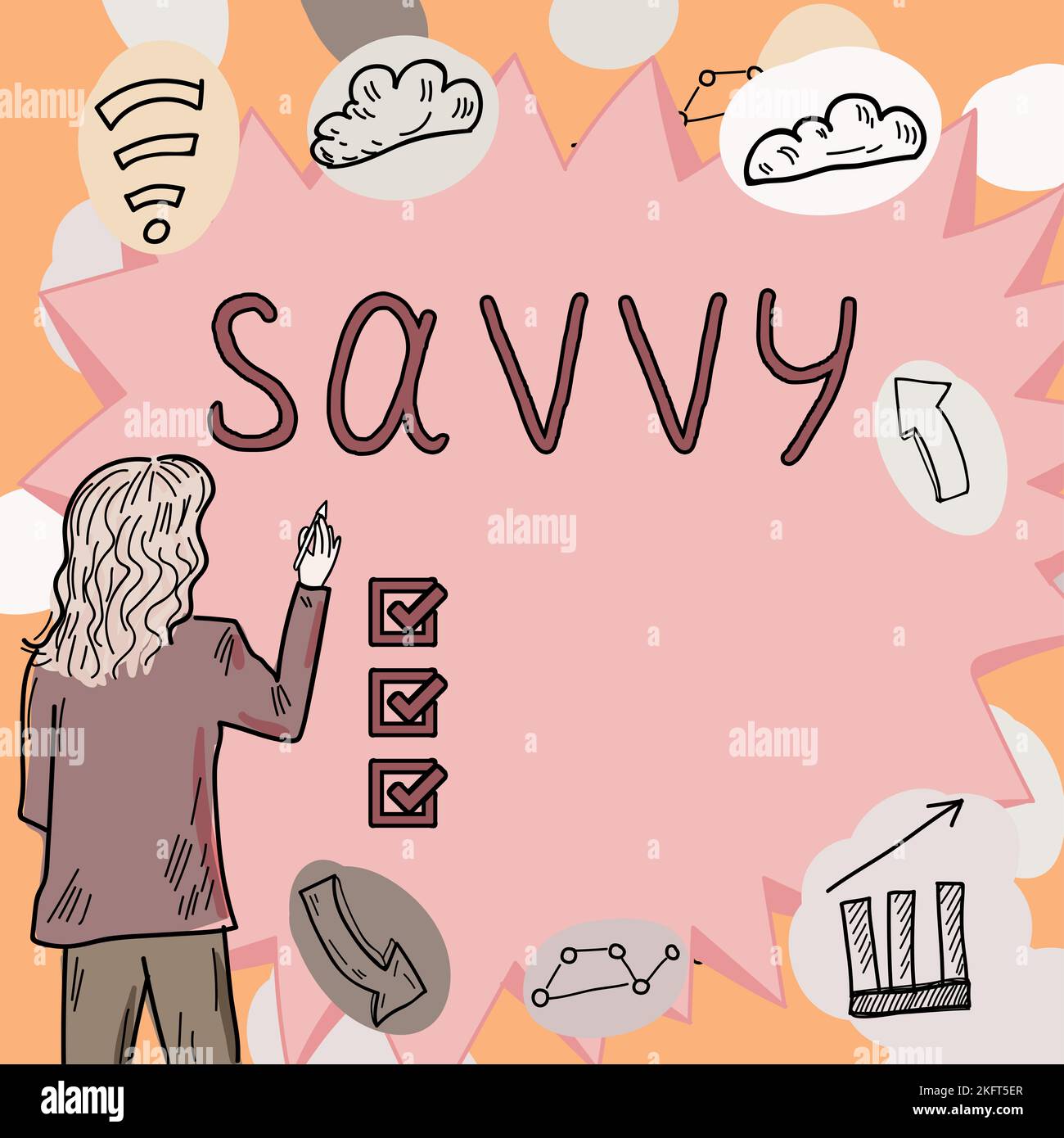 Writing displaying text Savvy. Concept meaning having perception ...