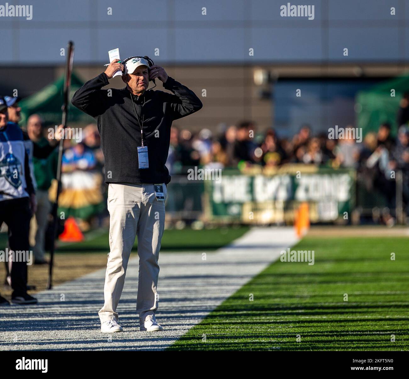 Hornet Stadium. 19th Nov, 2022. U.S.A. Sacramento State head coach Troy Taylor on the sideline during the NCAA Causeway Classic Football game between UC Davis Aggies and the Sacramento State Hornets. Sacramento State beat UC Davis 27-21 at Hornet Stadium. Thurman James/CSM/Alamy Live News Stock Photo