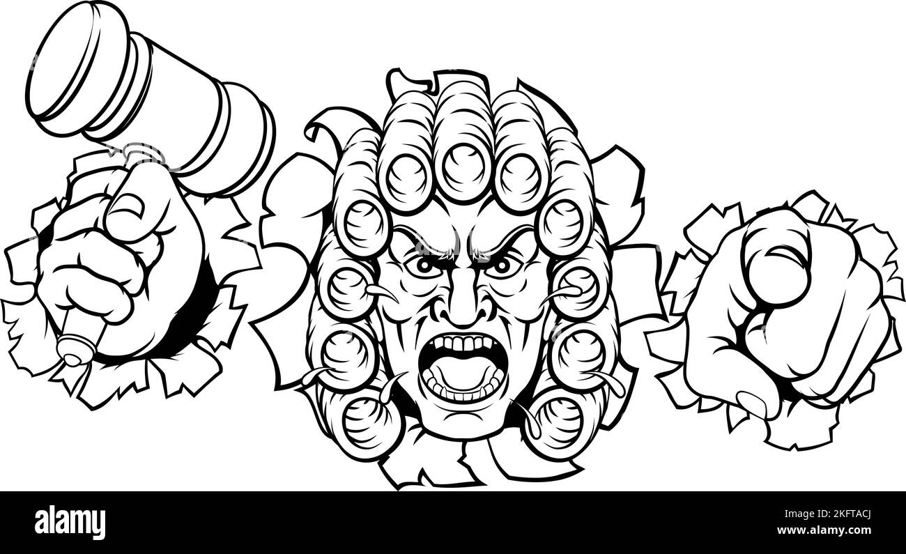 Angry Judge Cartoon Character Stock Vector