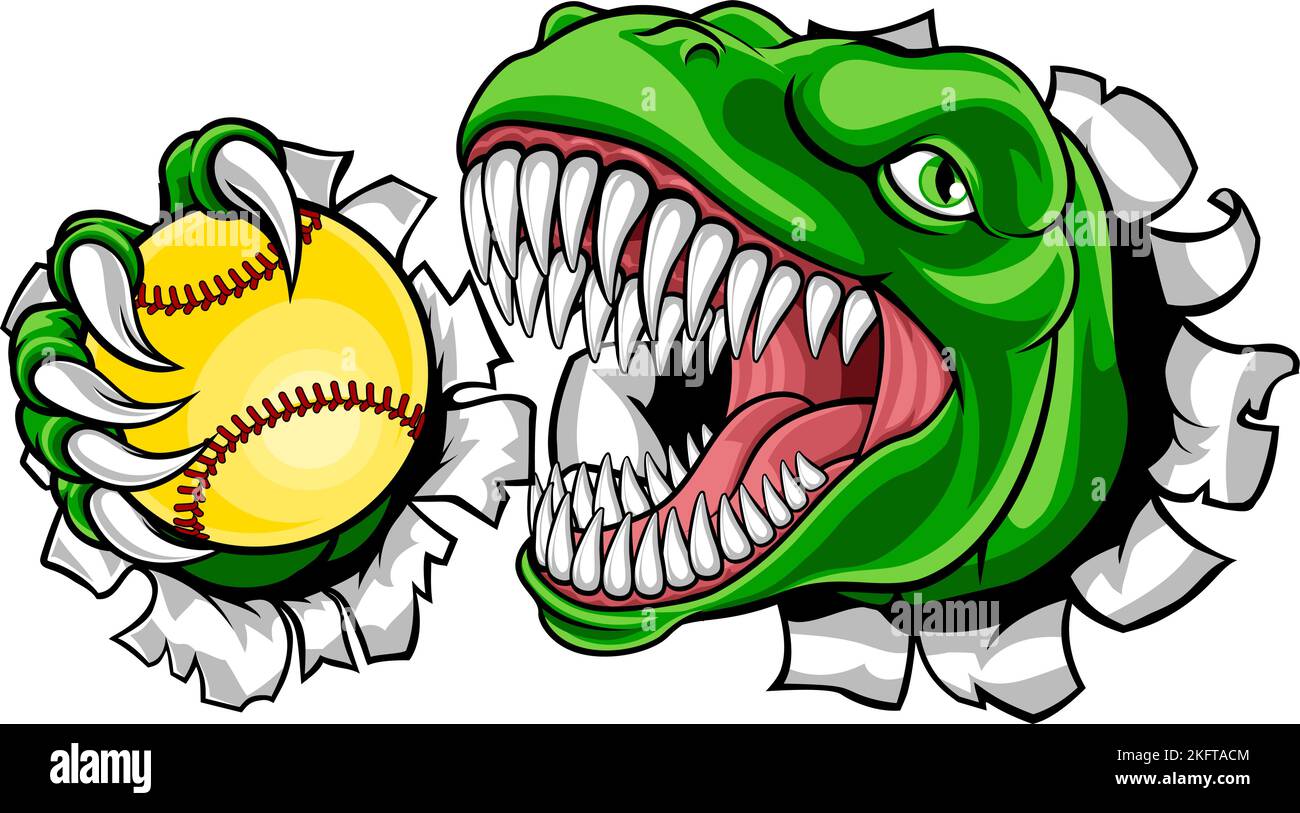 Dinosaur Softball Animal Sports Team Mascot Stock Vector Image & Art