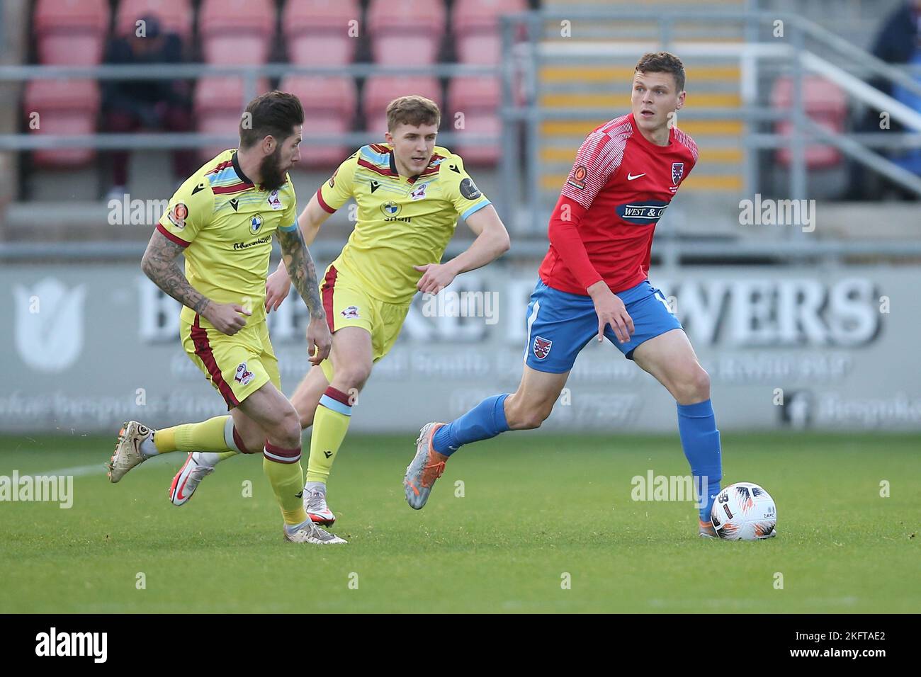 Matt Robinson of Dagenham and Redbridge and Jacob Butterfield of Scunthorpe United during Dagenham & Redbridge vs Scunthorpe United, Vanarama National Stock Photo