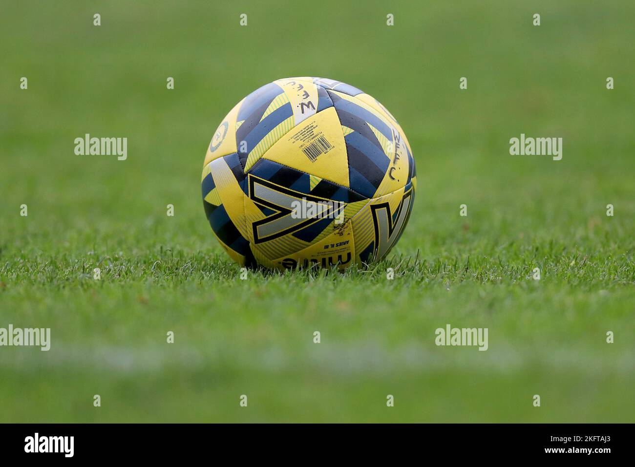 Training ball on the pitch during Hornchurch vs Wingate & Finchley, Pitching In Isthmian League Premier Division Football at Hornchurch Stadium on 5th Stock Photo