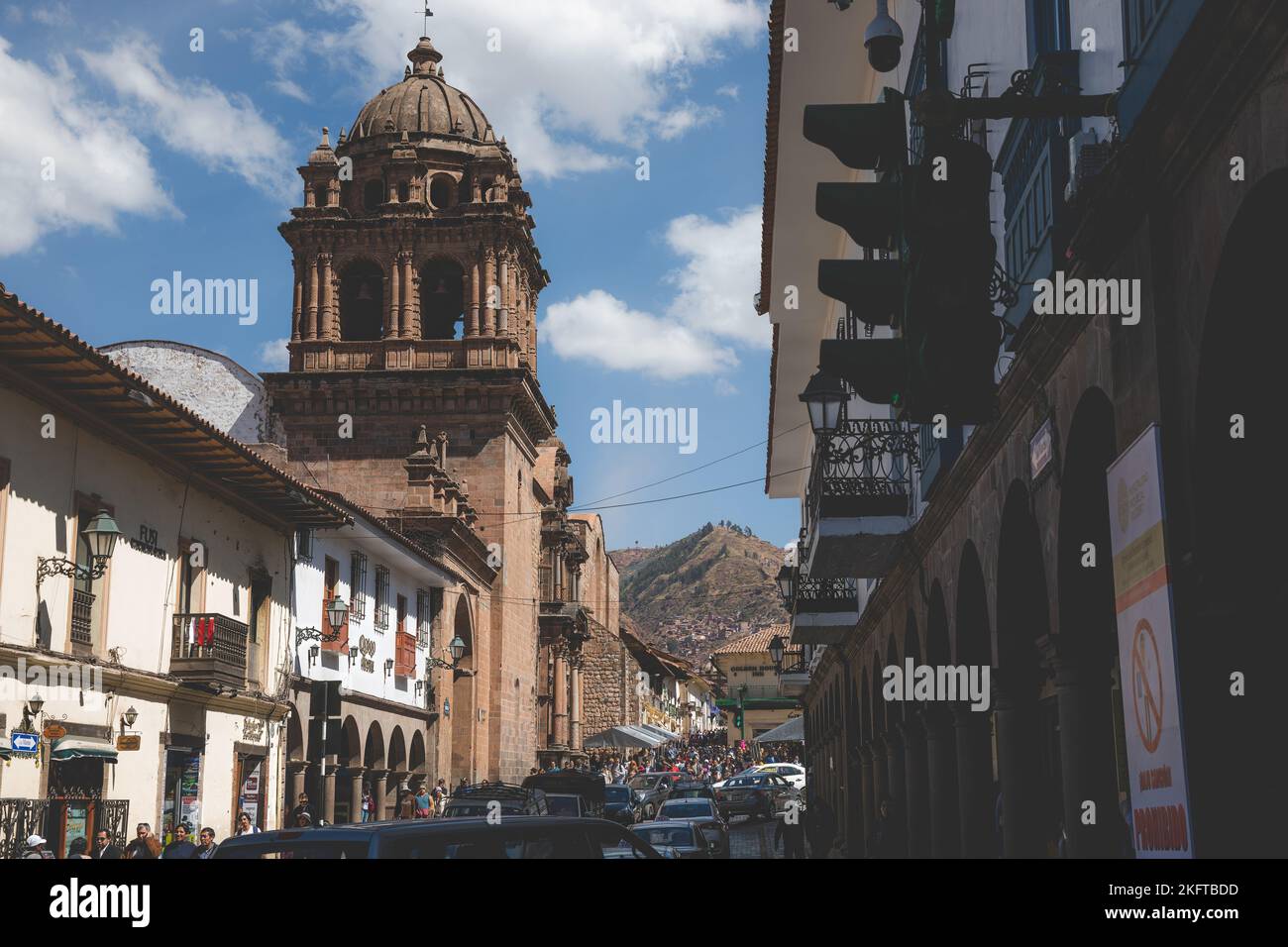 A beautiful view of the Church of the Society of Jesus in Cusco, Peru