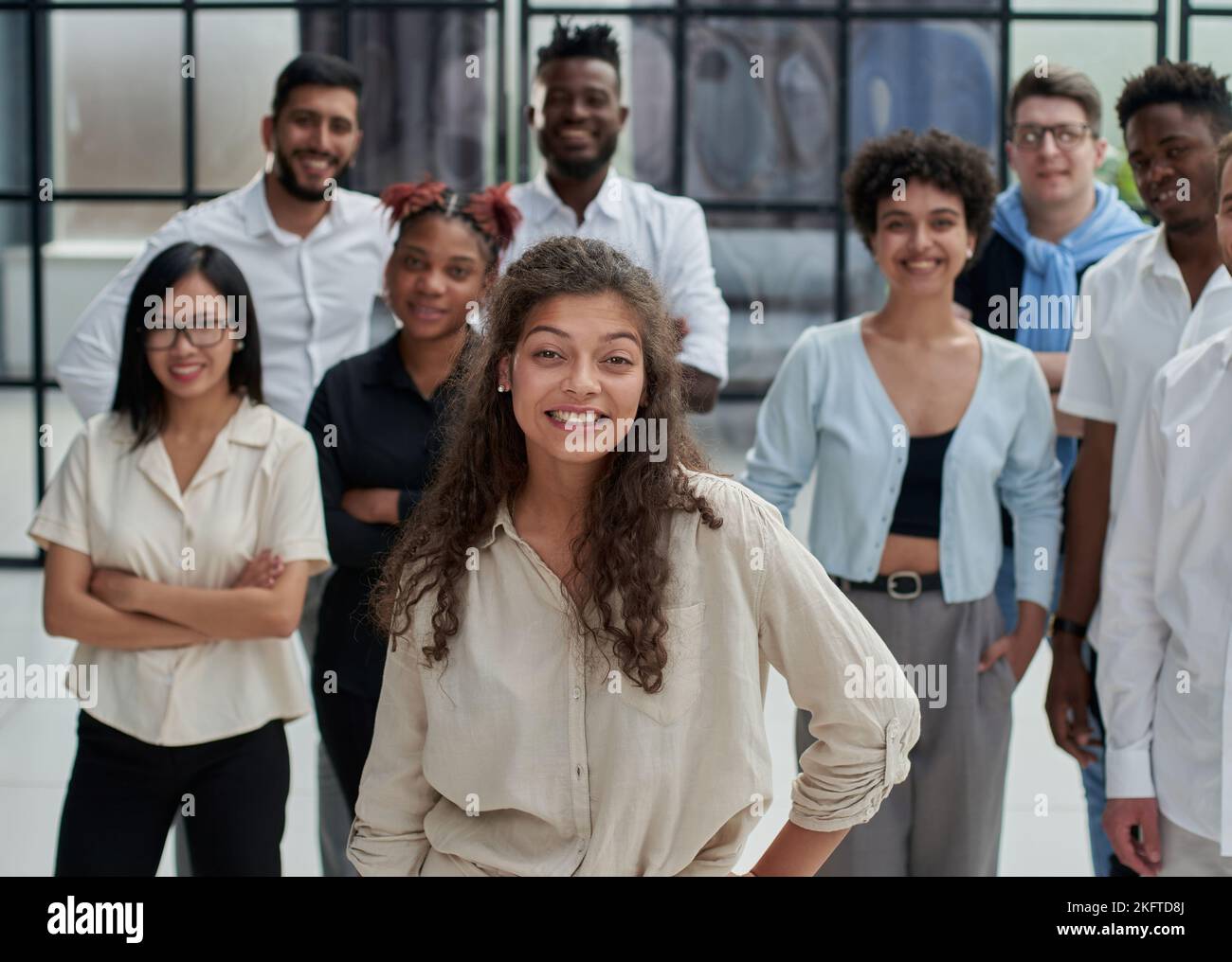 Multiethnic young business people working together in the office Stock Photo