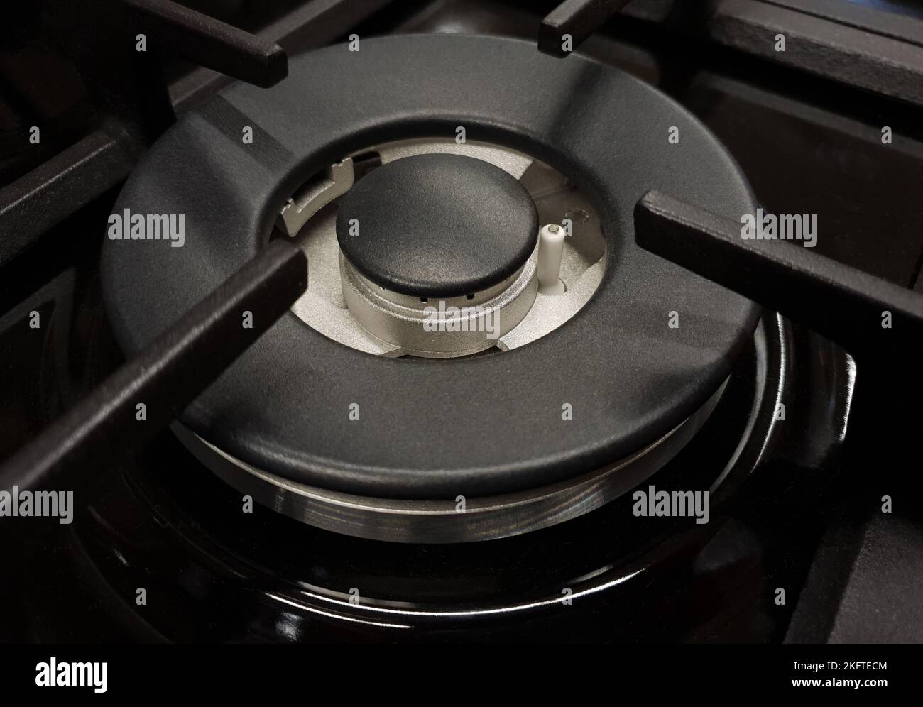A gas stove burner turned off, close up Stock Photo Alamy