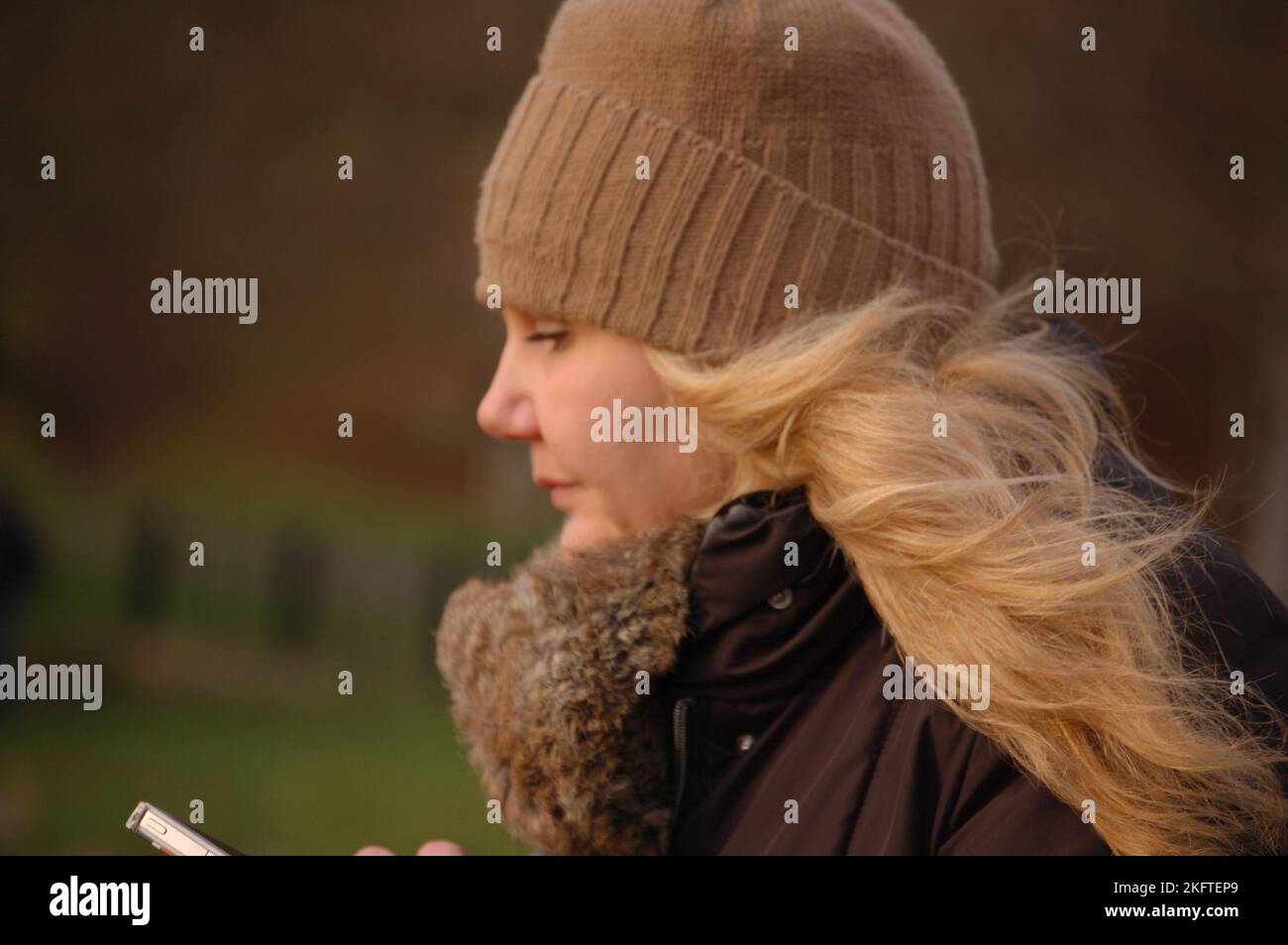 Pretty young woman posing for the camera, smiling blond danish woman Stock Photo