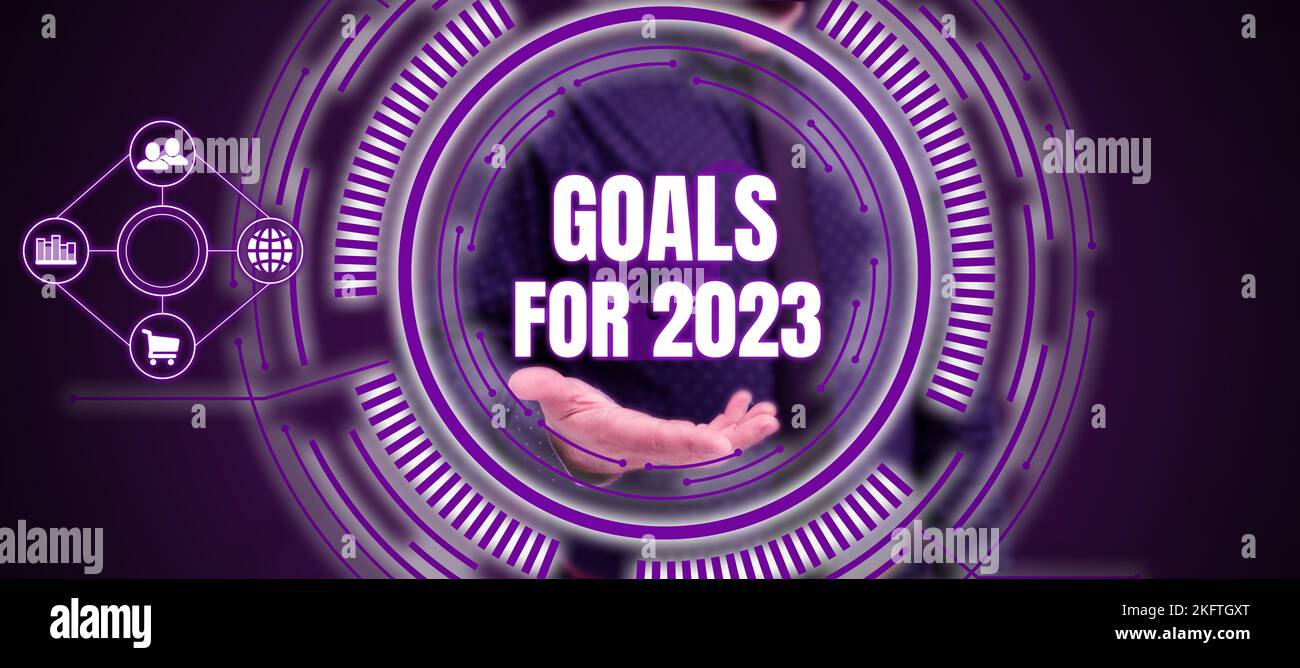 Inspiration showing sign Goals For 2023. Business approach The
