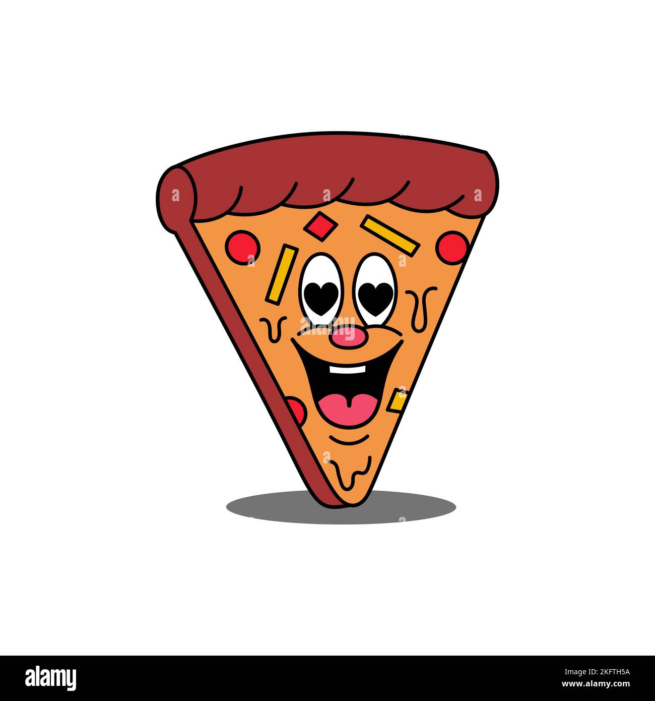 A vector illustration of a funny triangle pizza cartoon character