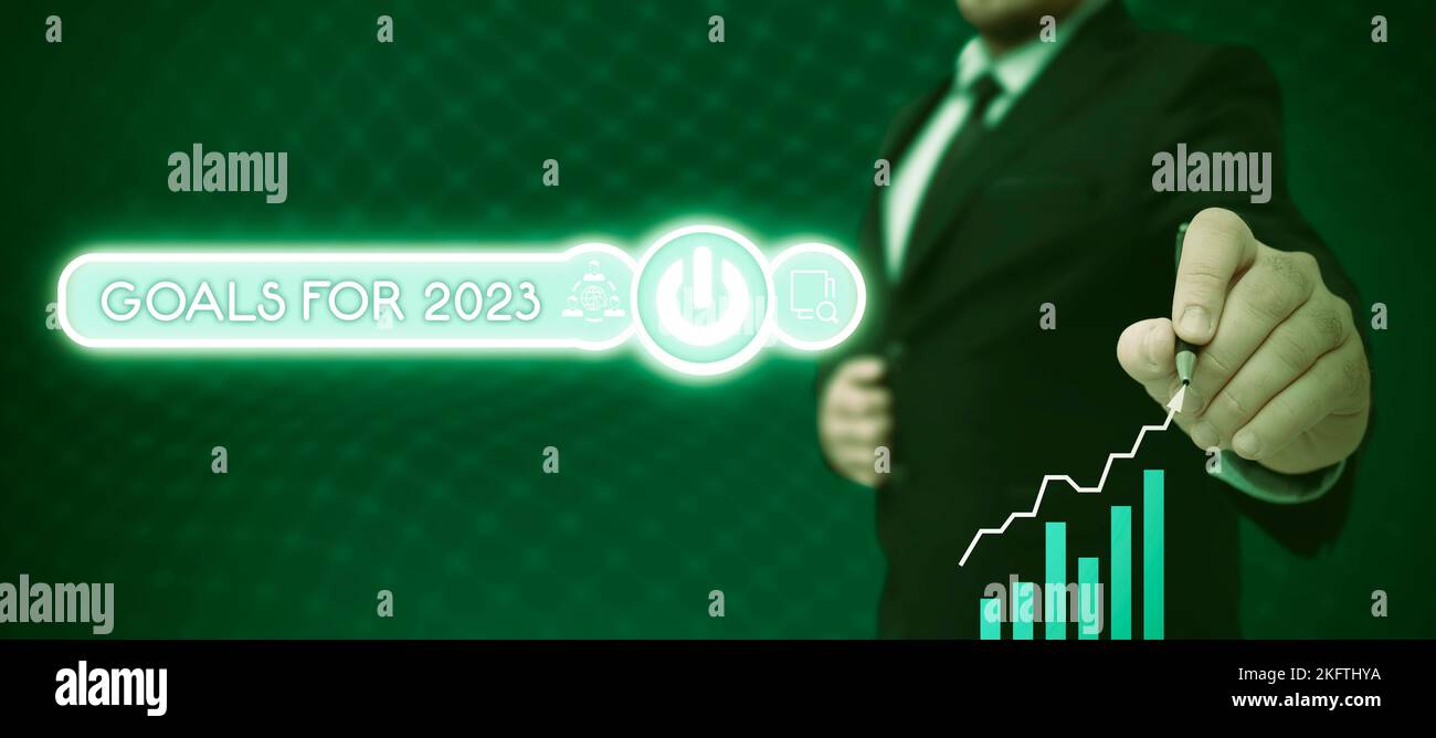 Conceptual display Goals For 2023. Business showcase The following