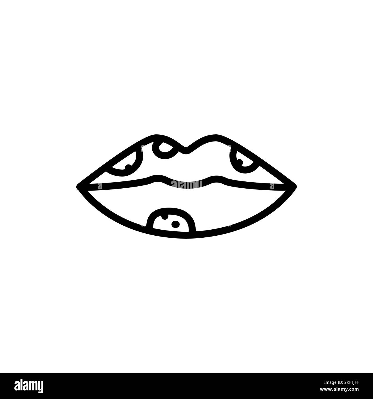 Herpes lips black line icon. Dermatology disease. Skin problem Stock