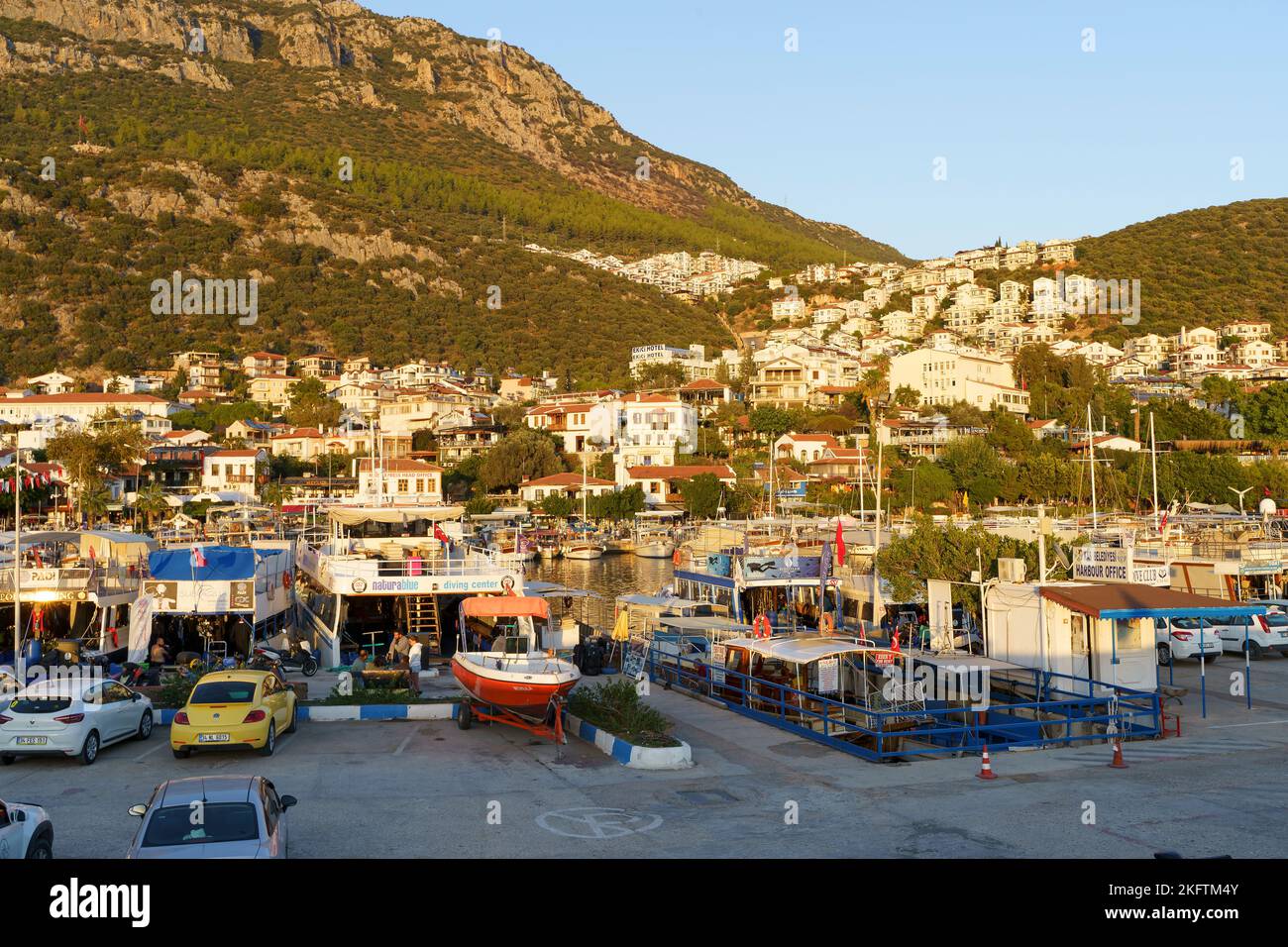 Kash, Turkey - November 14, 2022: Walking streets of the Turkish tourist town of Kas on the coast of the mediterranean sea. High quality photo Stock Photo