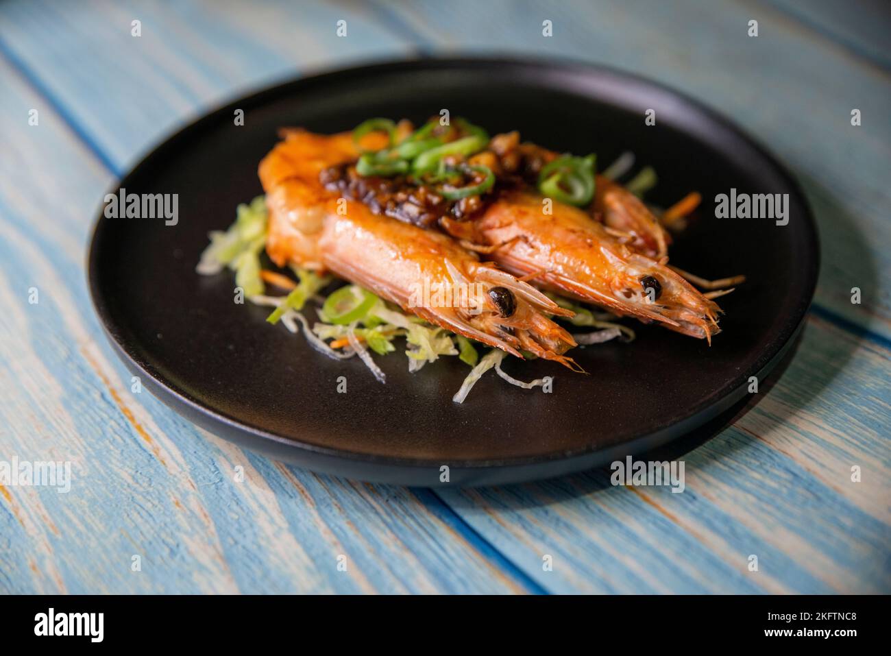 Traditional gambas a la plancha or grilled shrimp with garlic and