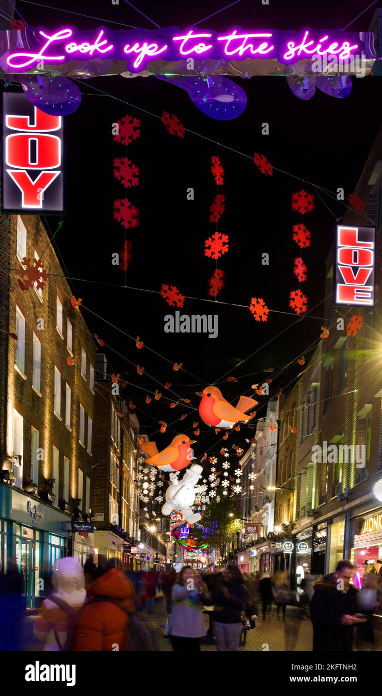 Christmas Lights Illuminations Carnaby Street West End London Stock