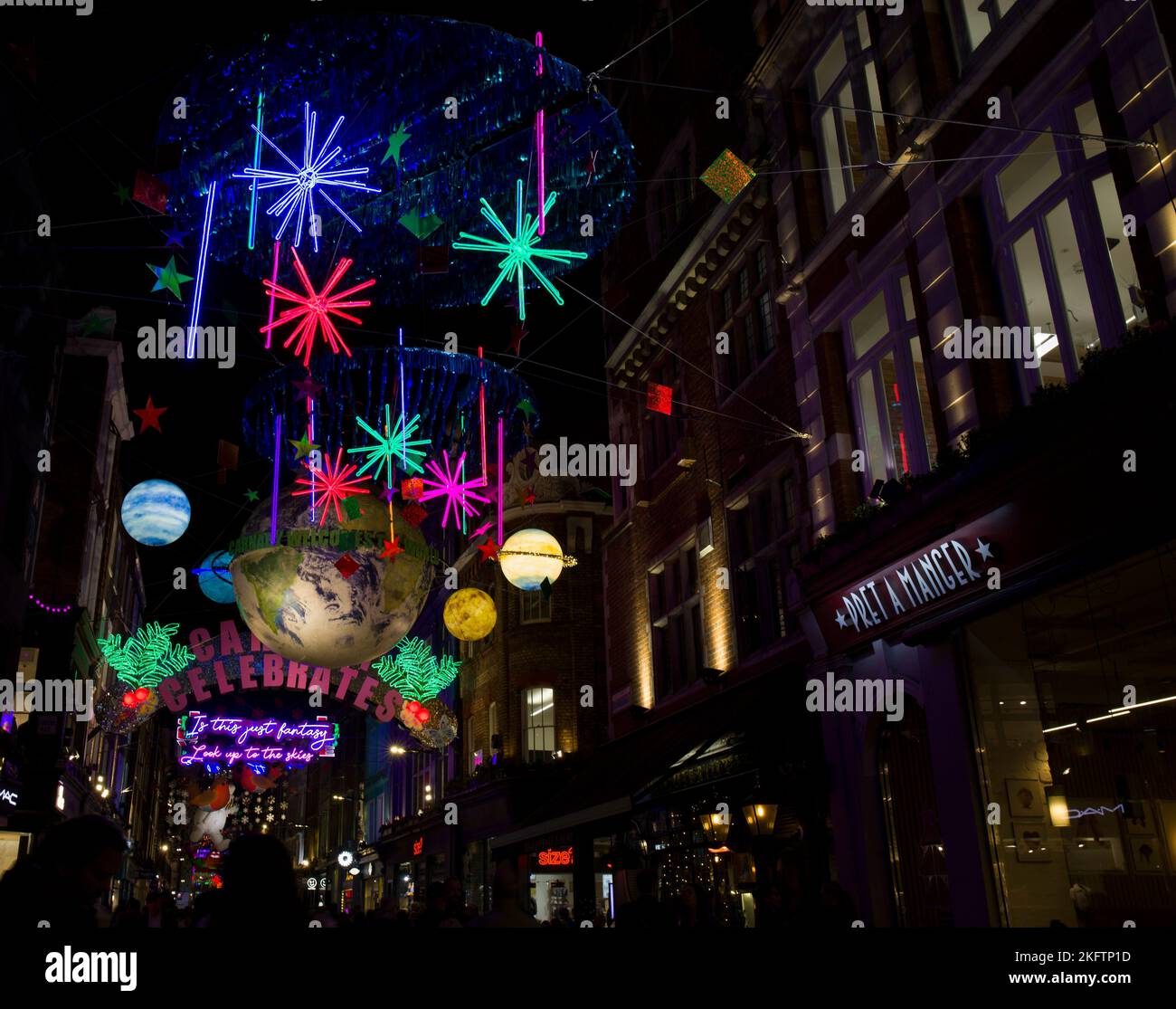 Christmas Lights Illuminations Carnaby Street West End London Stock