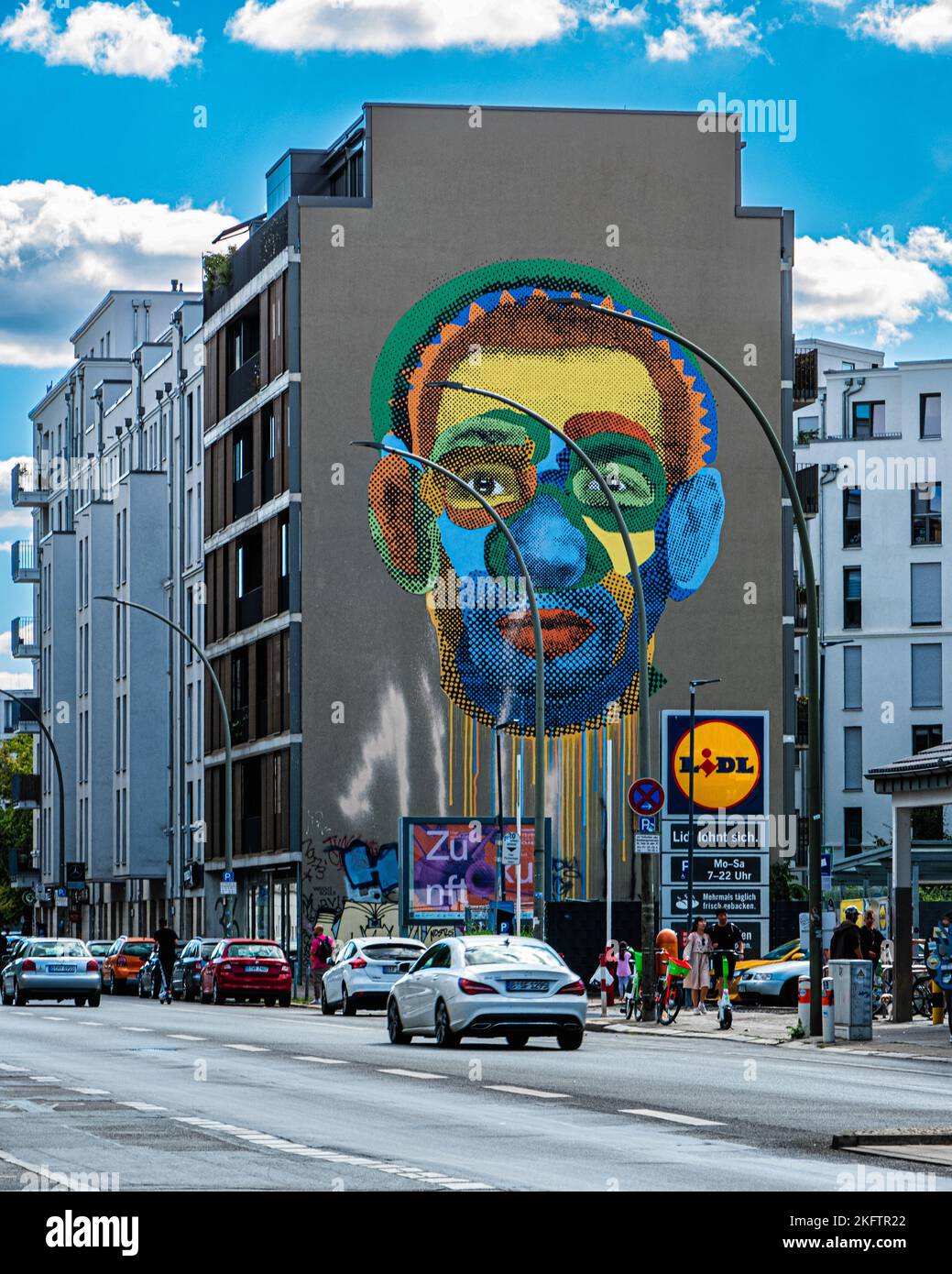 Face Time Mural by artists Various & Gold, Heinrich Heine strasse , Mitte,Berlin Stock Photo