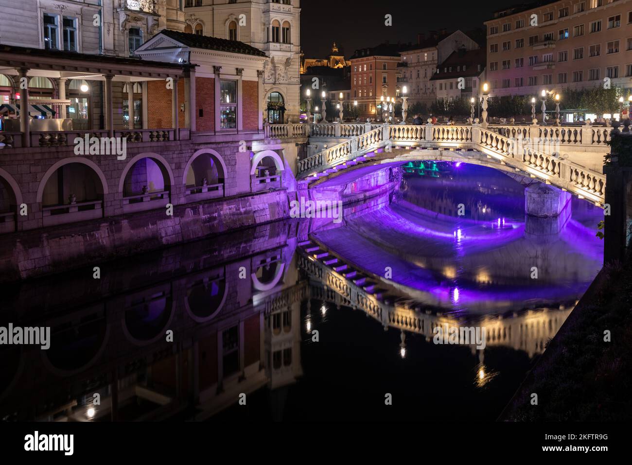 Preseren Square Ljubljanica river three bridges in hi-res stock photography and images ...