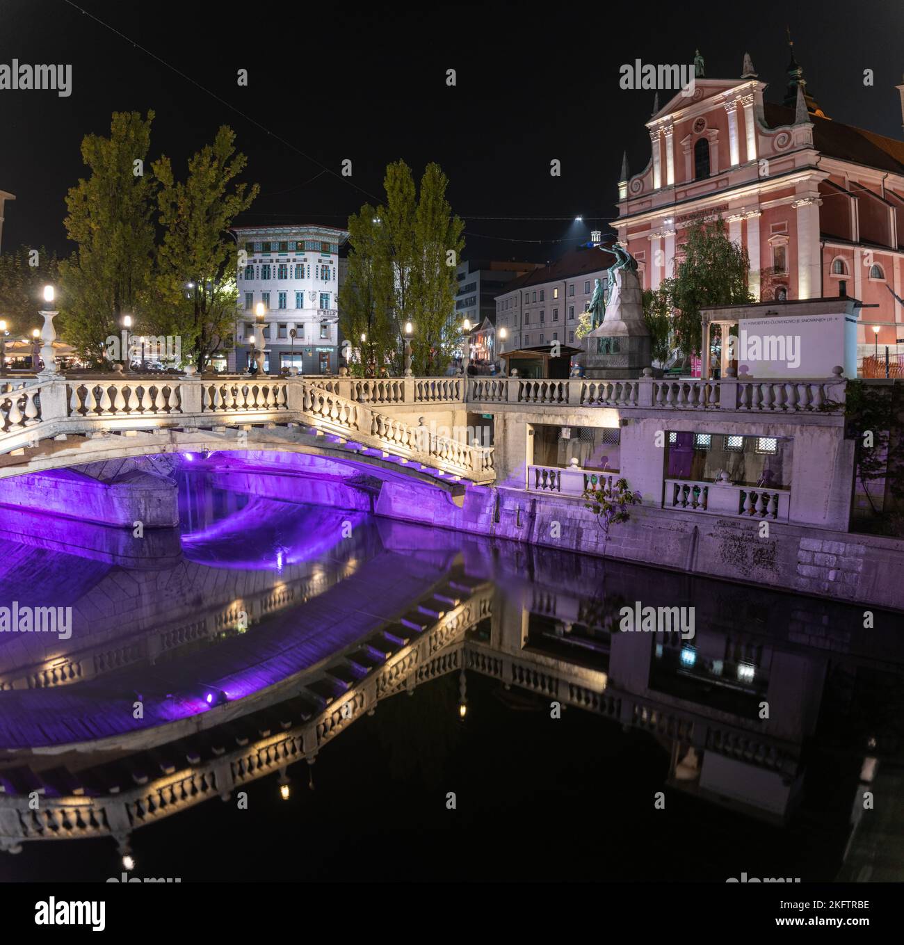 Preseren Square Famous three bridges at the Preseren square in the center of Ljubljana ...