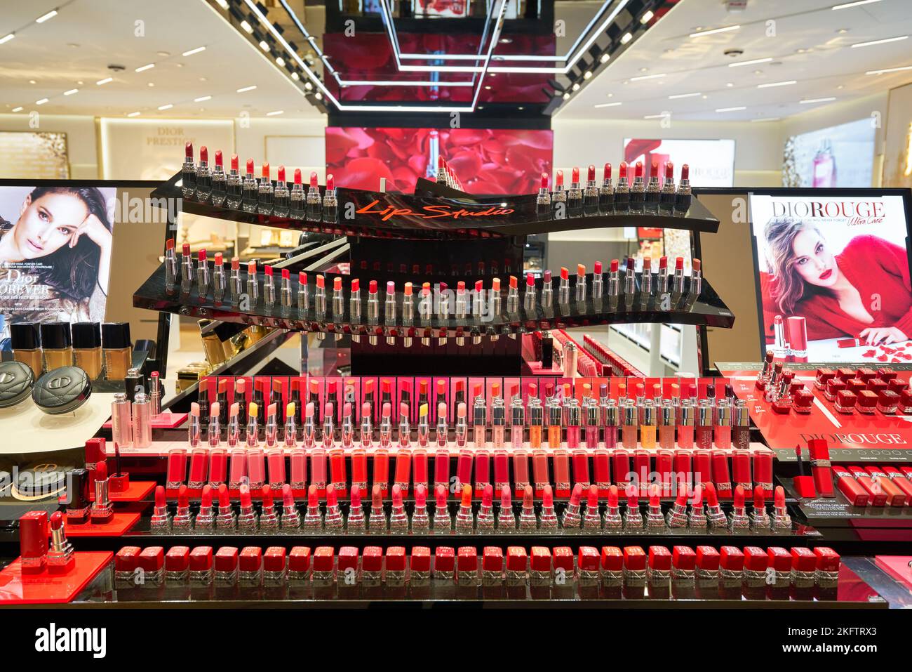 HONG KONG, CHINA CIRCA DECEMBER, 2019 Dior lipsticks for lip makeup