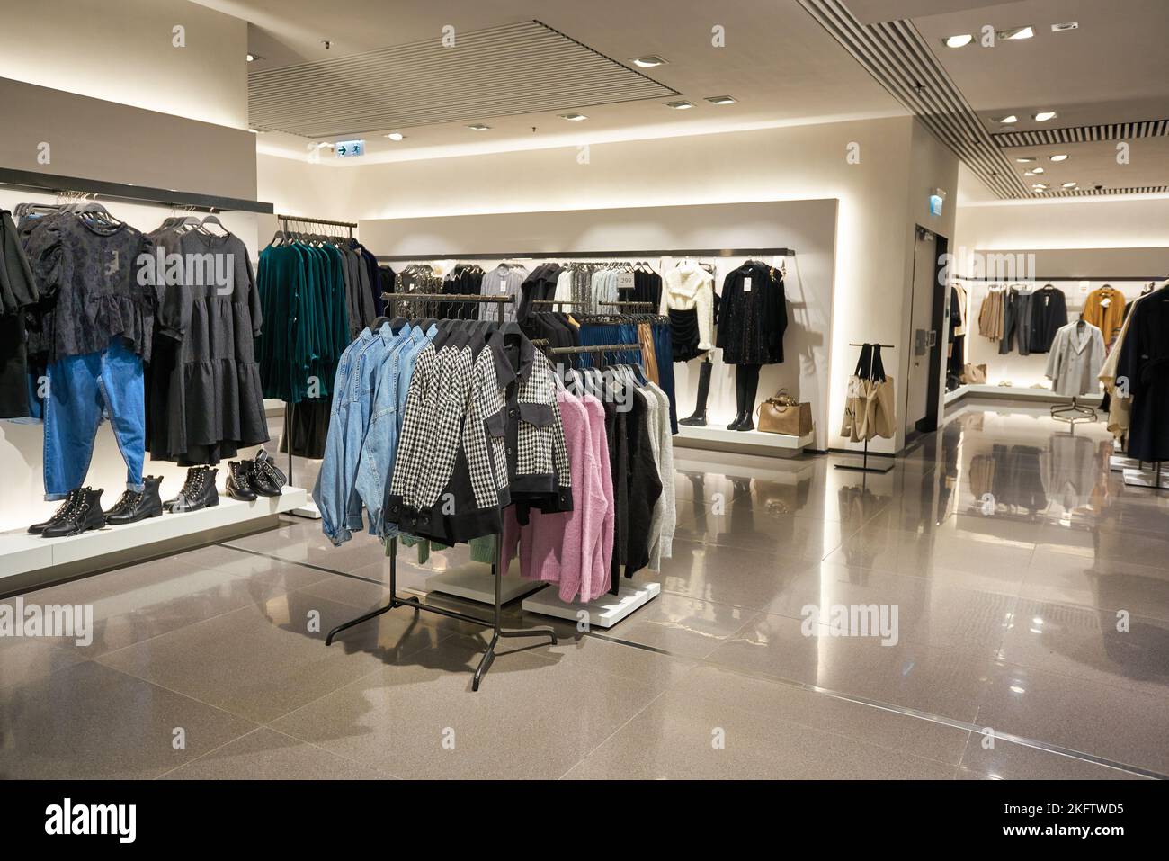 HONG KONG, CHINA - CIRCA DECEMBER, 2019: interior shot of Zara store at ...