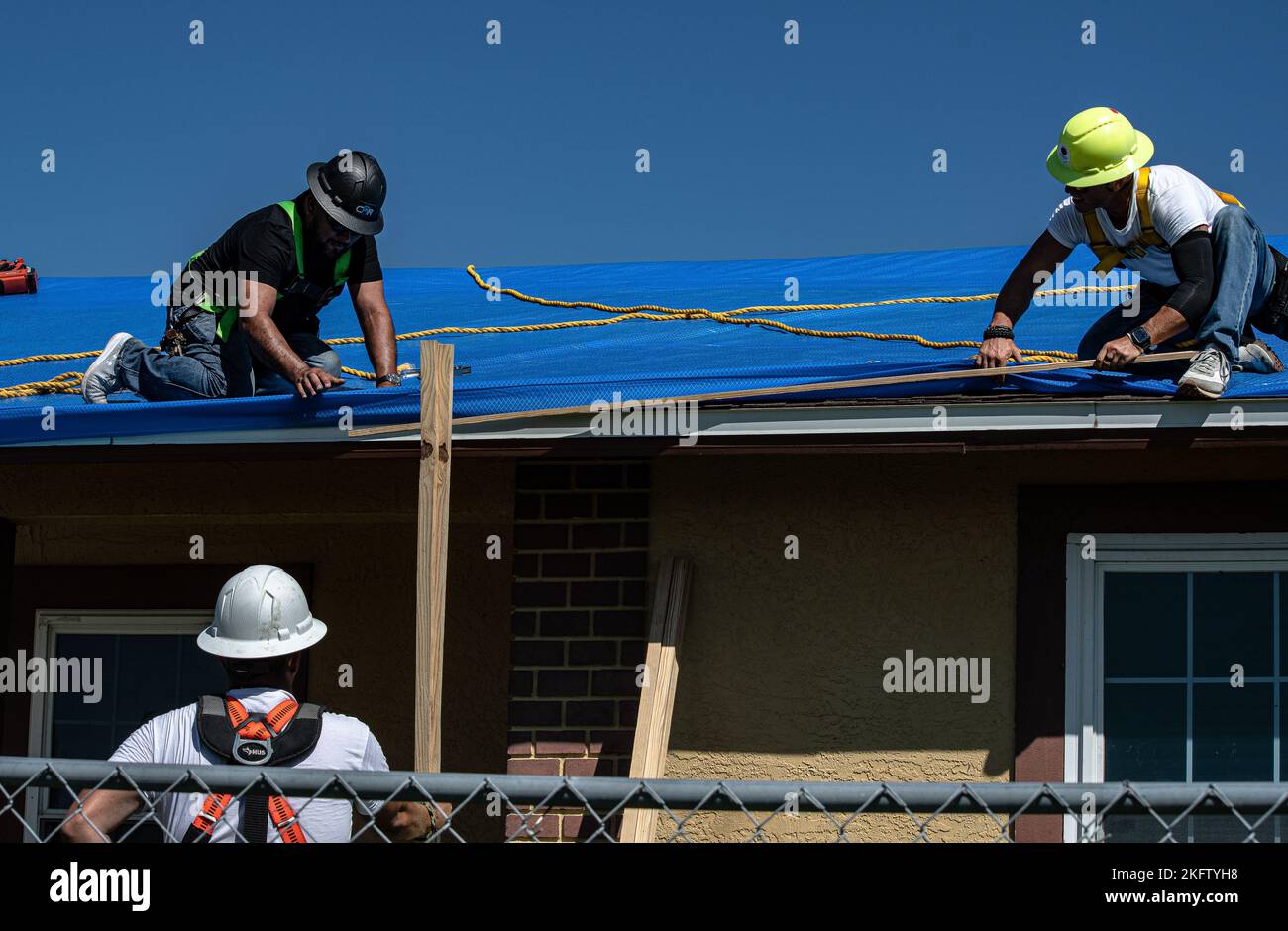 Saturday, Oct 8, 2022, the first Blue Roof install in Ft Myers, Florida