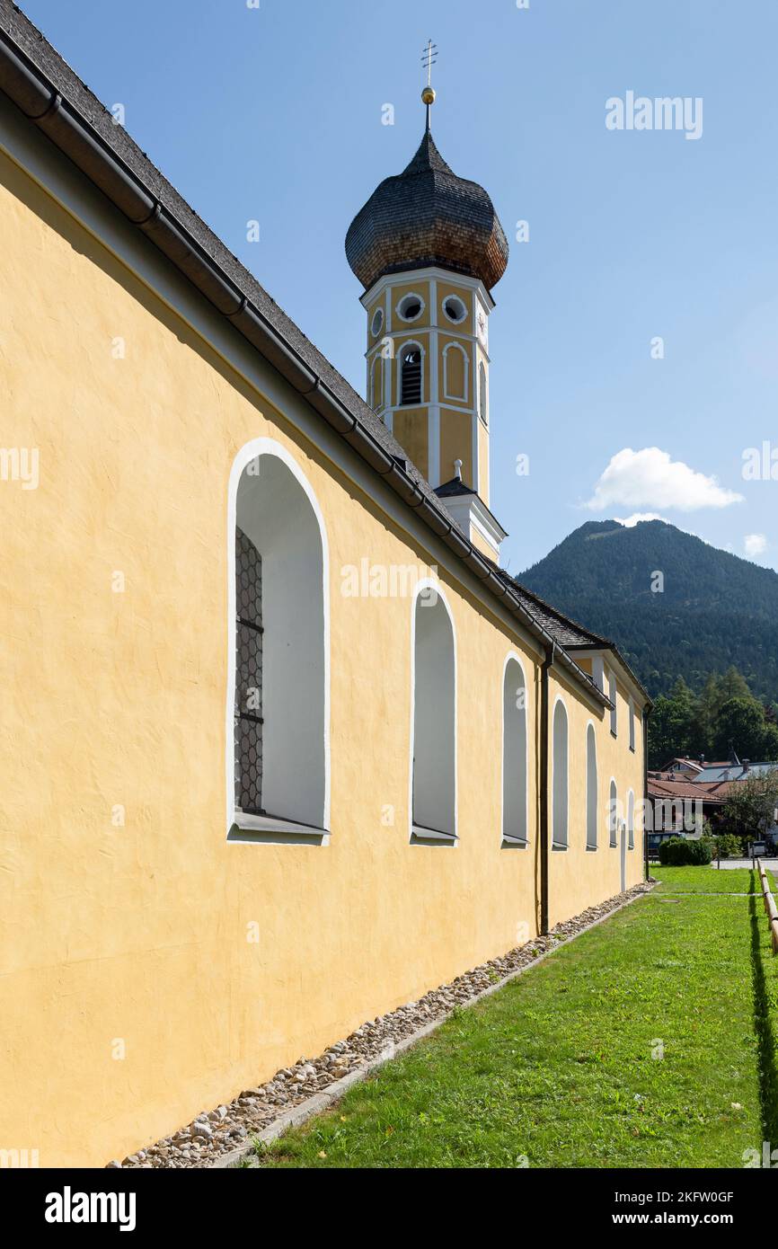 The Baroque Catholic Church of St. Martin from Fischbachau Monastery, Bavaria, Germany Stock Photo