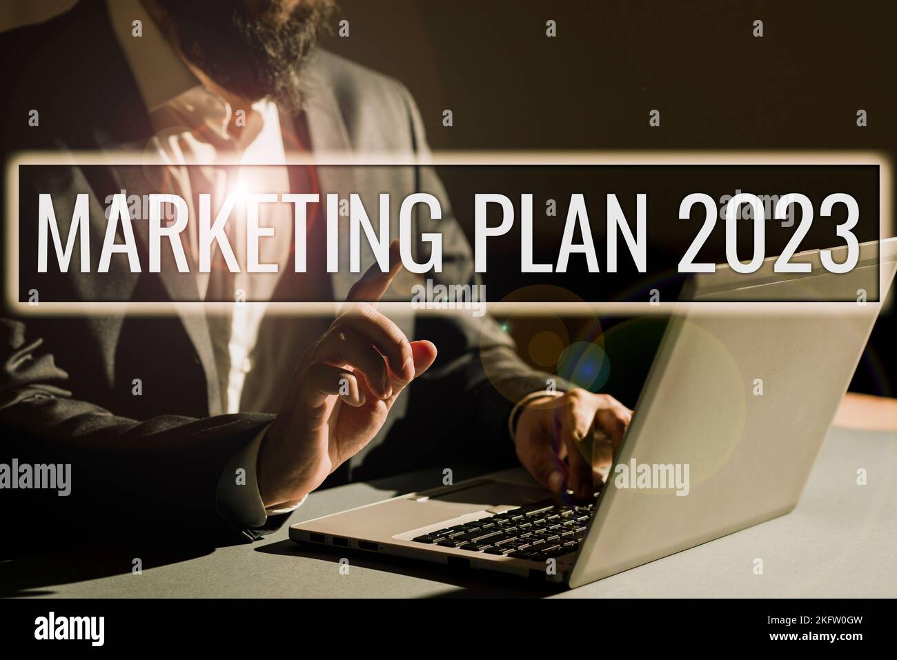 Text caption presenting Marketing Plan 2023. Business showcase schedule