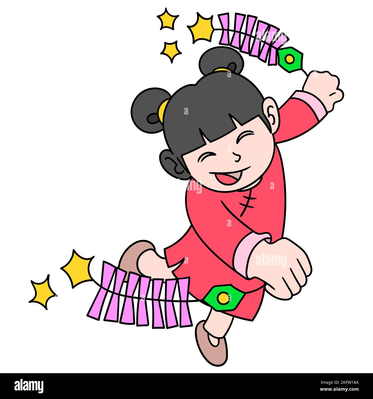 A digital illustration of a cute cartoon girl with space buns character