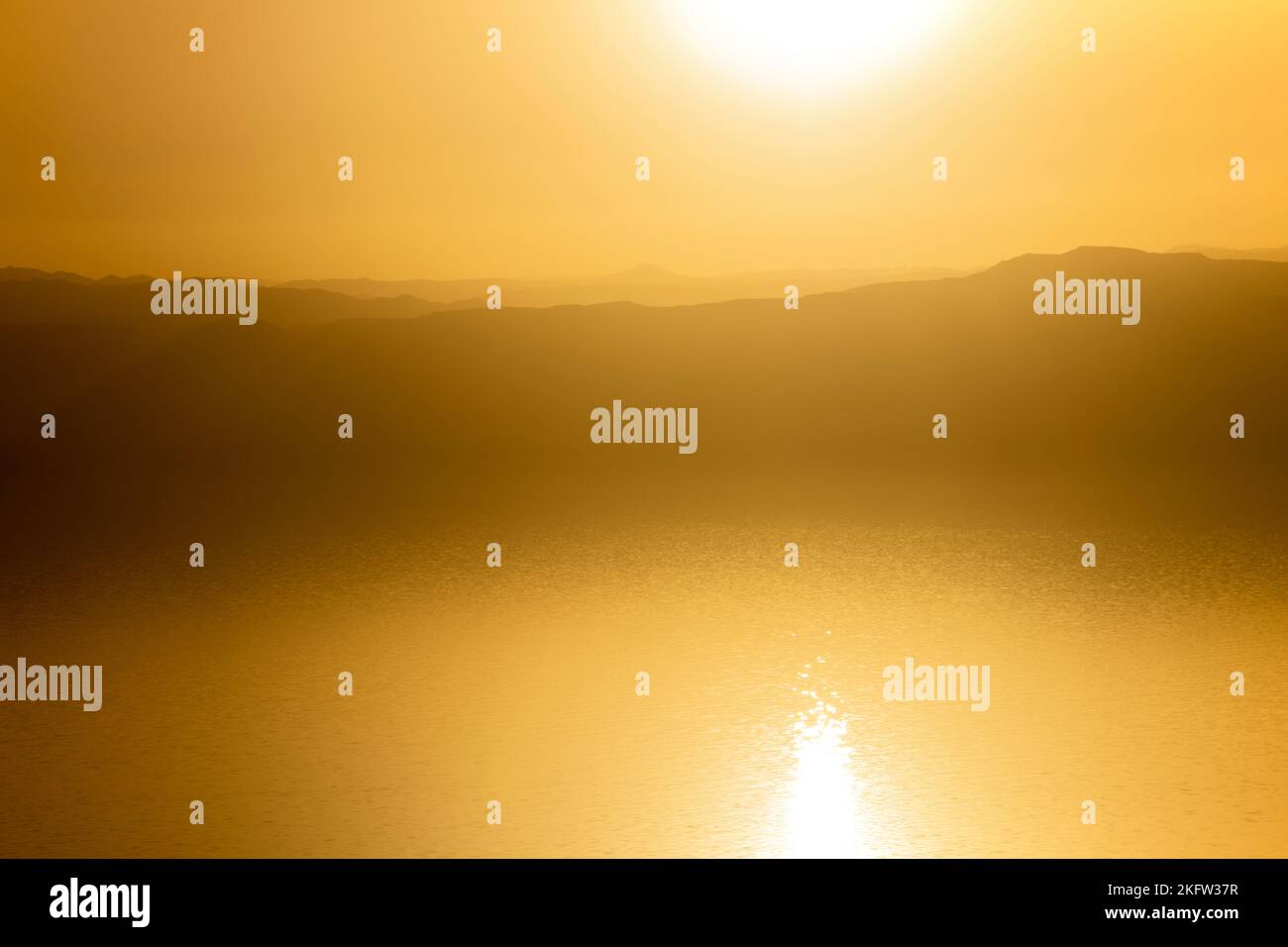 Amazing gold color in the landscape during the sunset or sunrise Stock Photo