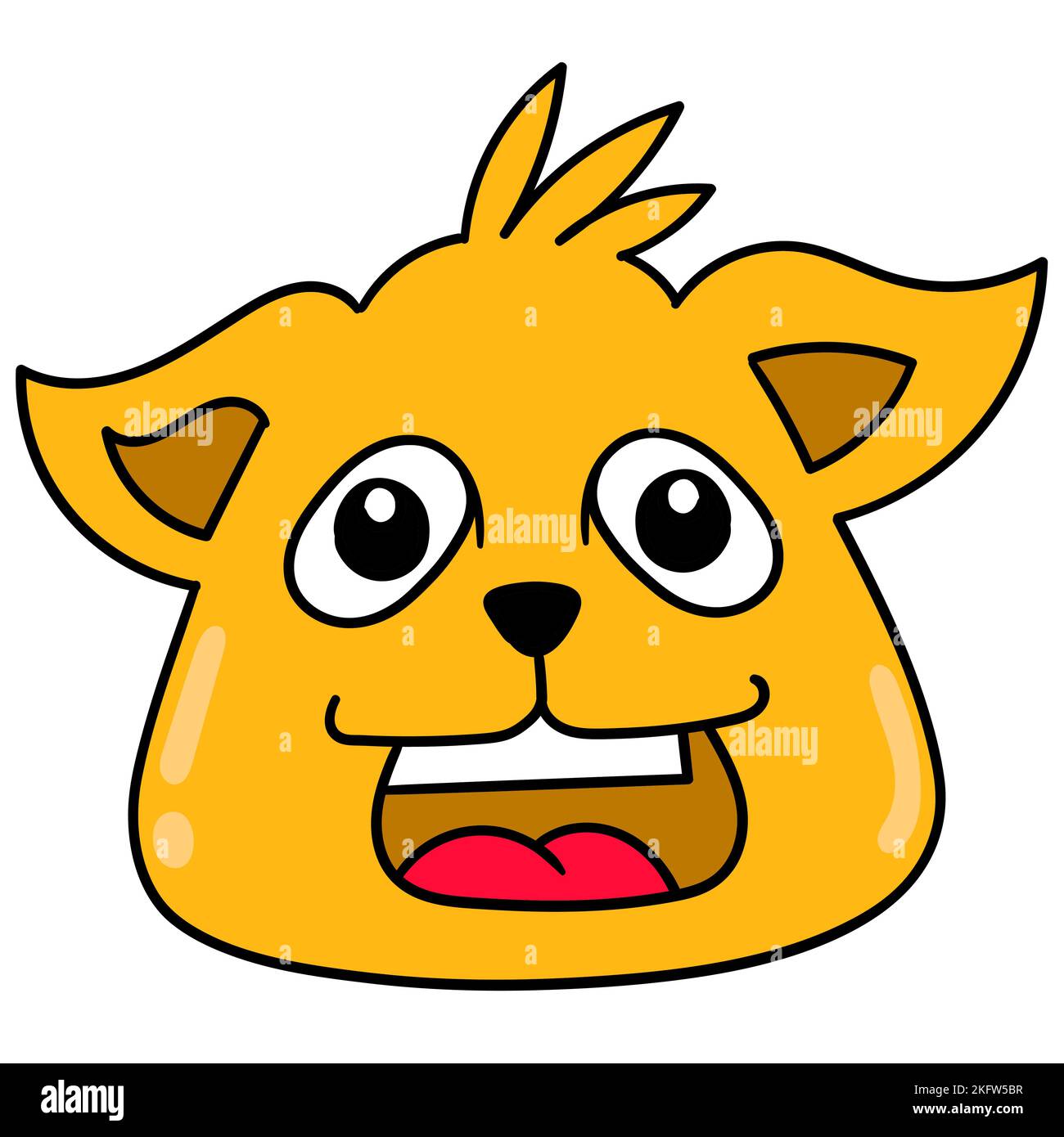 A cute yellow dog cartoon character isolated on the white background