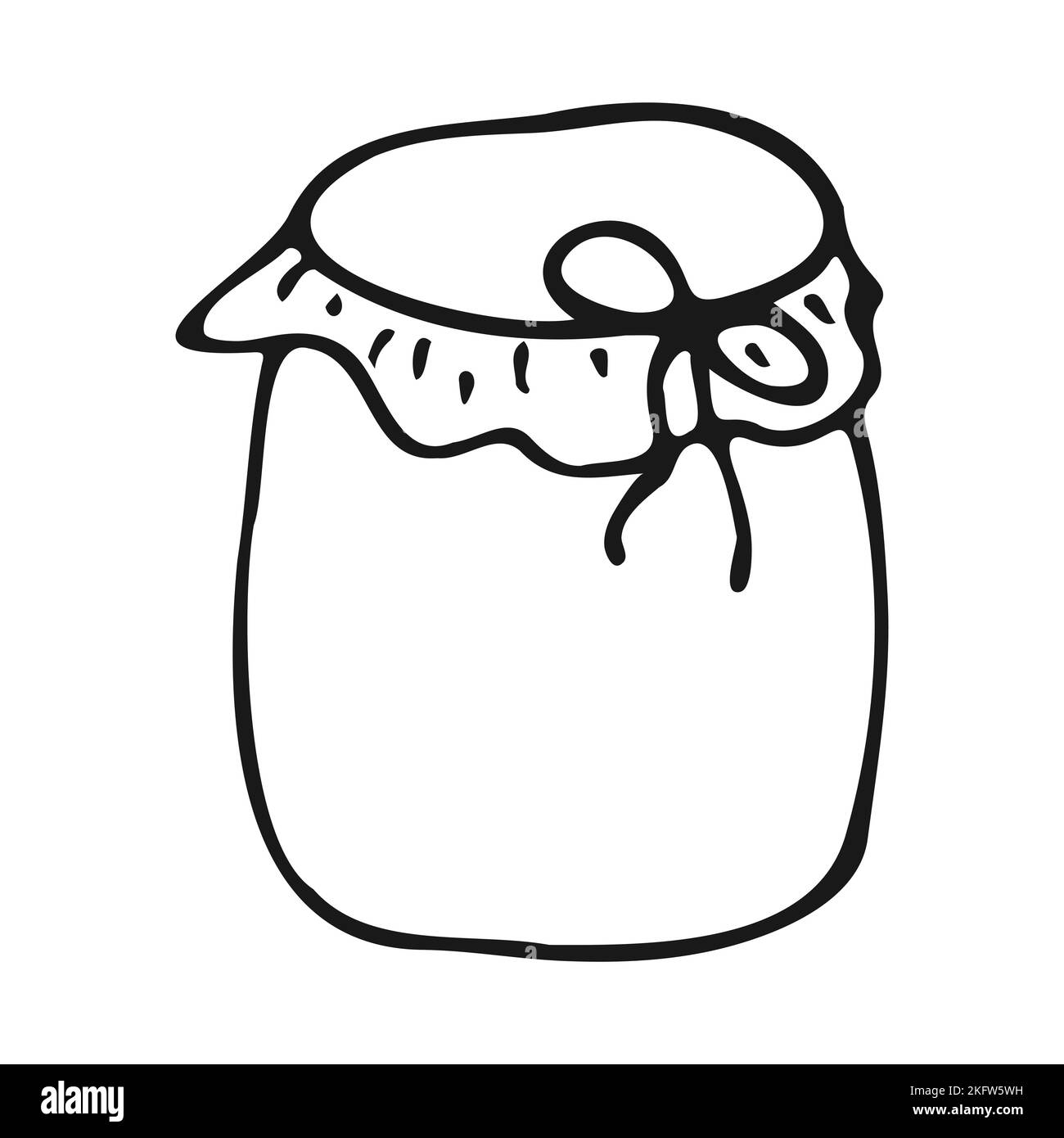 Glass jar with homemade jam or honey in doodle style. Vector
