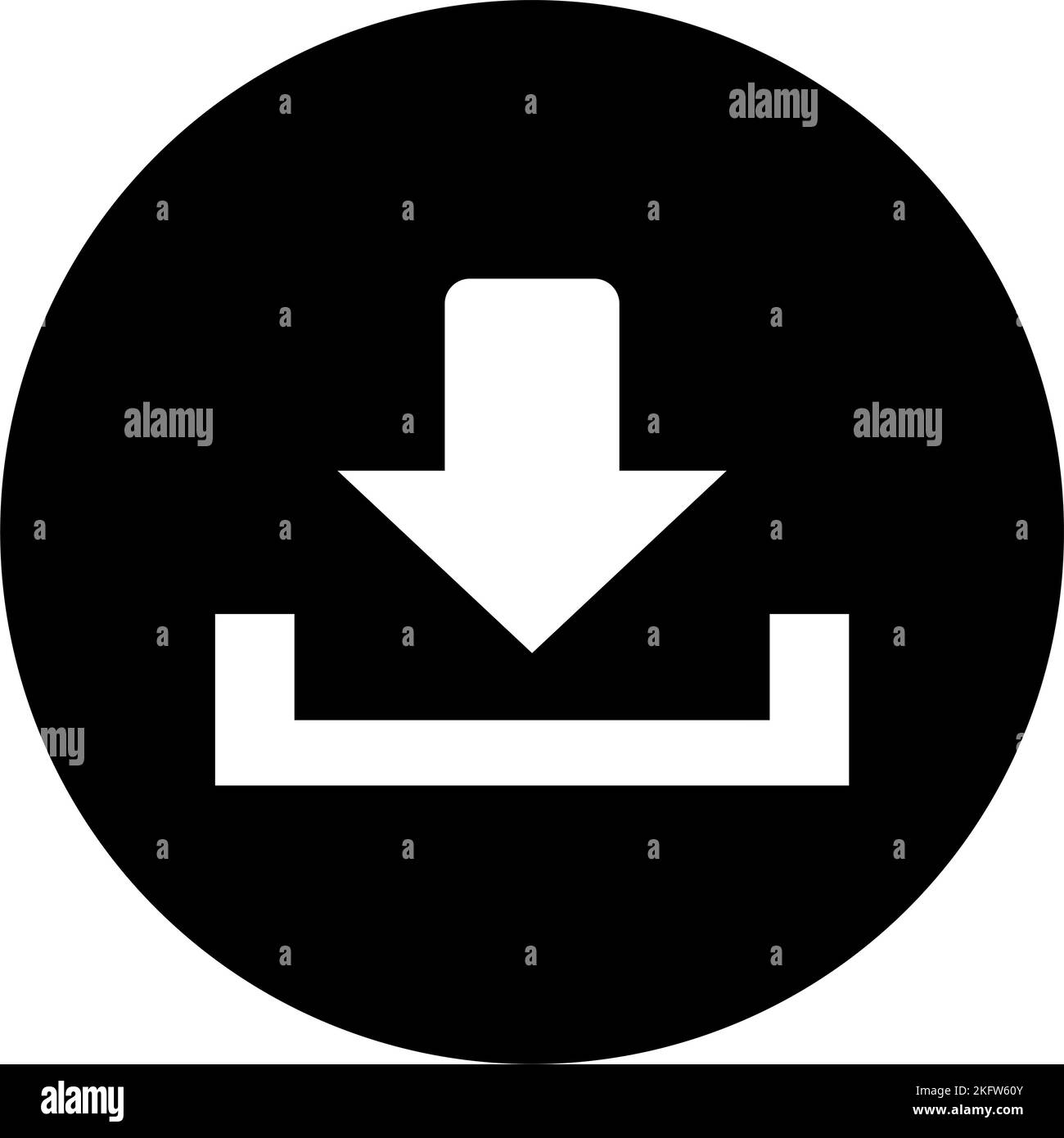 Icon with download sign in black and white, button with download sign Stock Vector