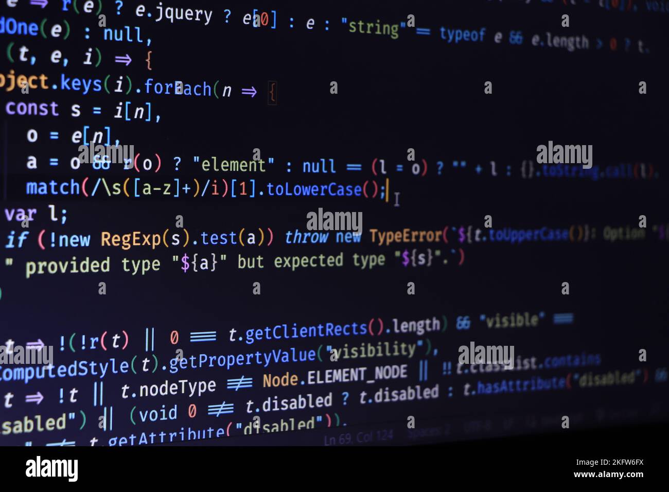 PHP programming language on computer screen. Monitor technology concept ...