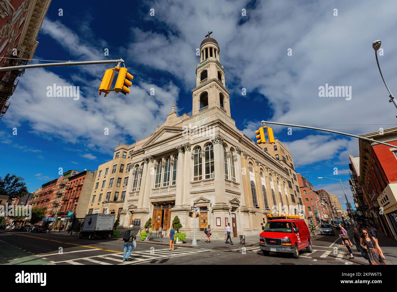 New York, SEP 12 2014 Sunny exterior view of the Our Lady of Pompeii