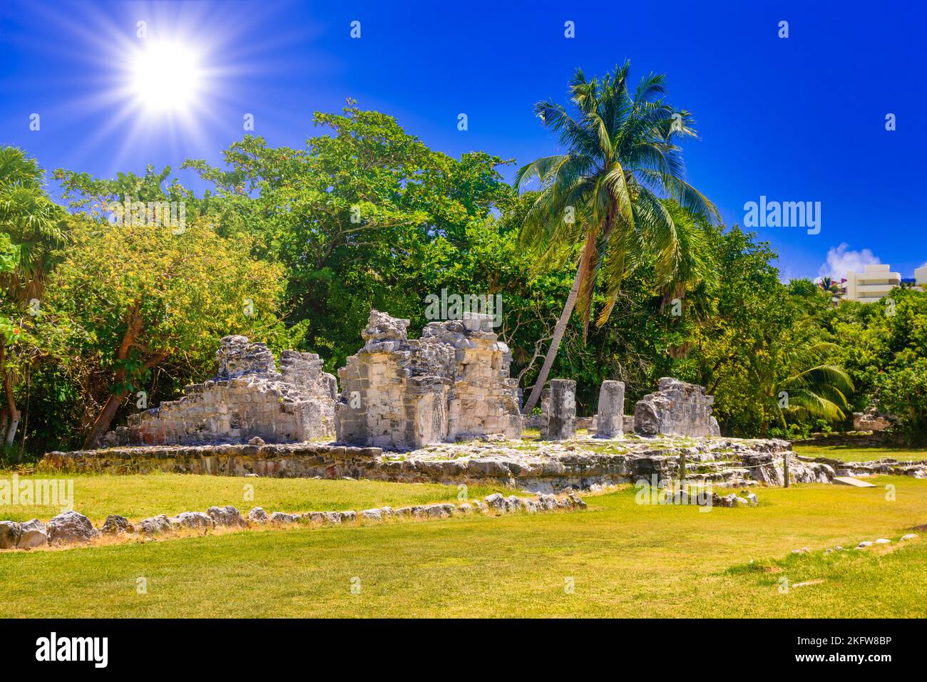 Ancient ruins of Maya in El Rey Archaeological Zone near Cancun ...