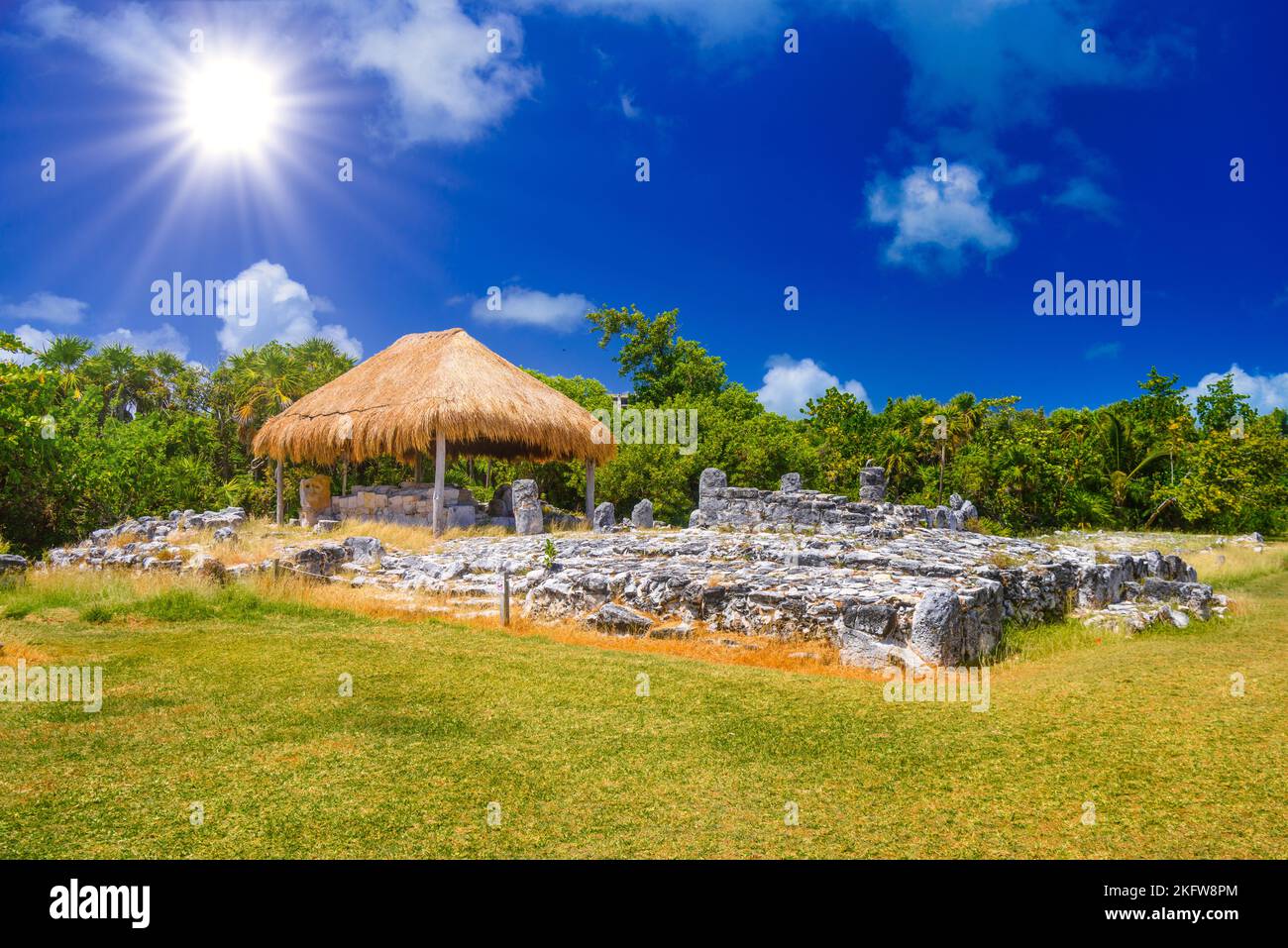 Ancient ruins of Maya in El Rey Archaeological Zone near Cancun ...