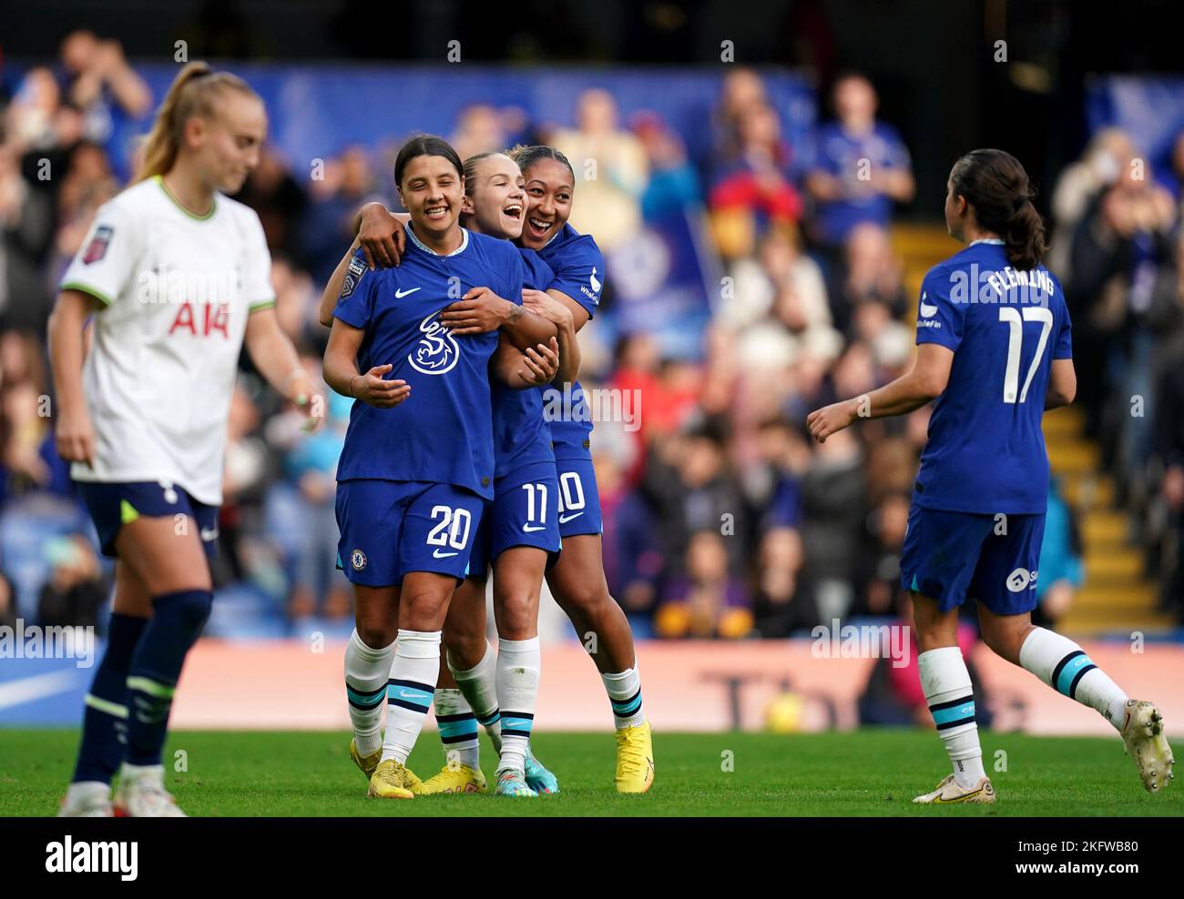 Chelsea’s Guro Reiten celebrates scoring her sides third goal from the