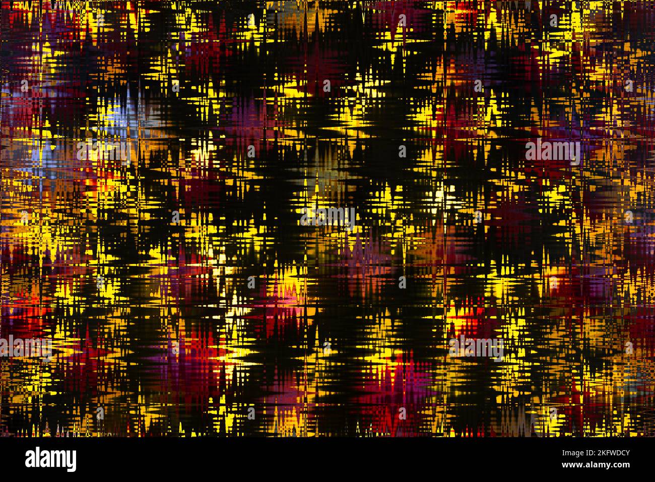 Yellow, red zigzags on black background. Abstract backdrop Stock Photo