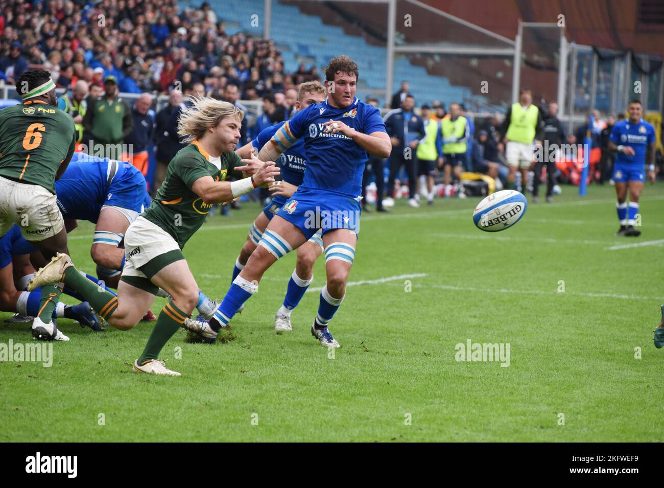 during the ANS - Autumn Nations Series Italy, rugby match between Italy and  South Africa on 19 November 2022 at Luigi Ferrarsi Stadium in Genova,  Italy. Photo Nderim Kaceli - SuperStock