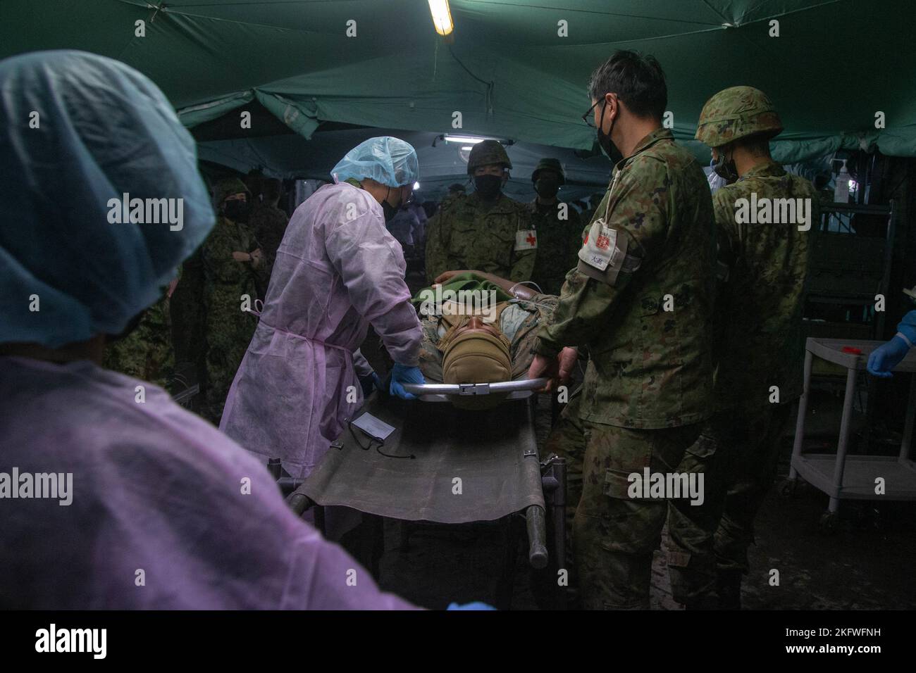 U.S. Navy Corpsmen and members of the Northern Army, Japan Ground Self