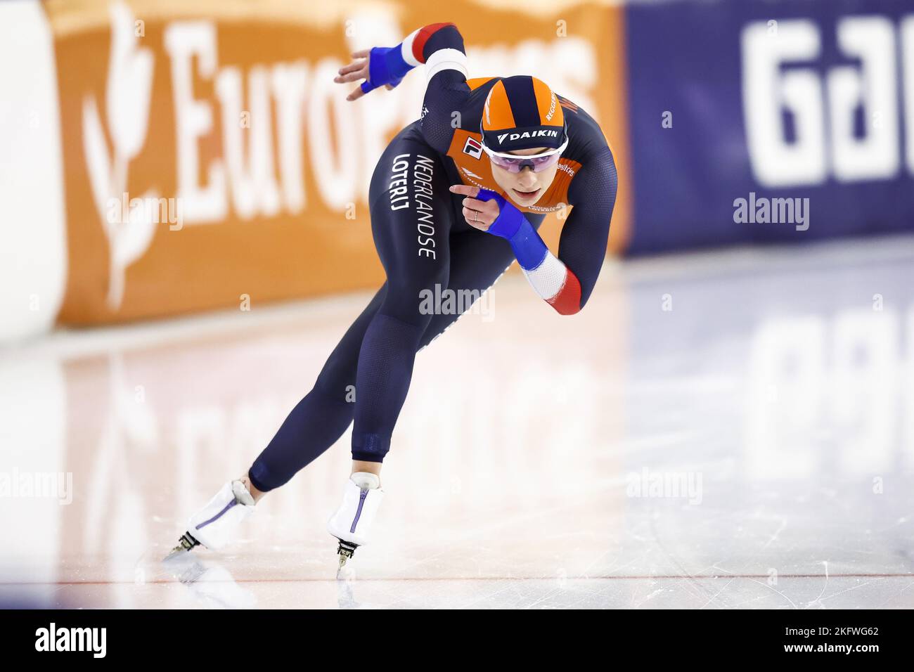 HERENVEEN Femke Kok (NED) in action on the 500 meters during the second ISU long track world