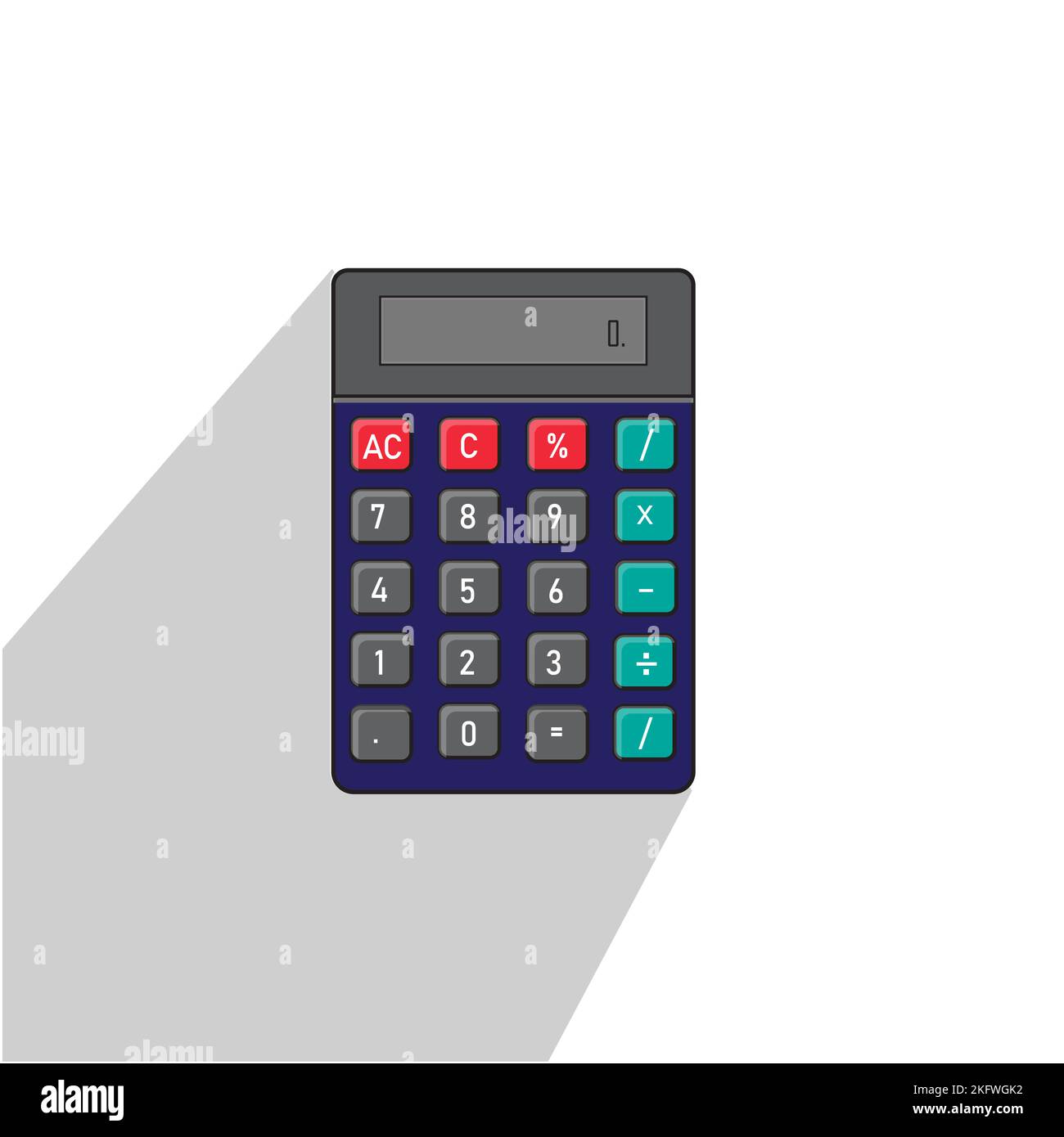 Basic calculator with set of digits isolated on white. Flat design. EPS