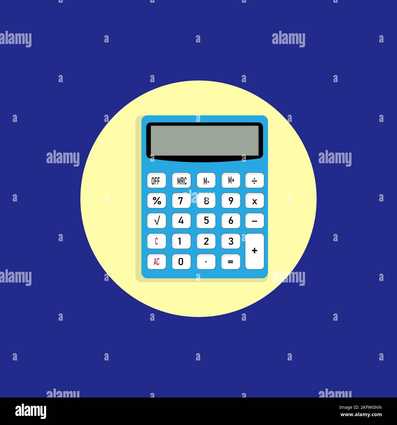 Basic calculator with set of digits isolated on white. Flat design. EPS