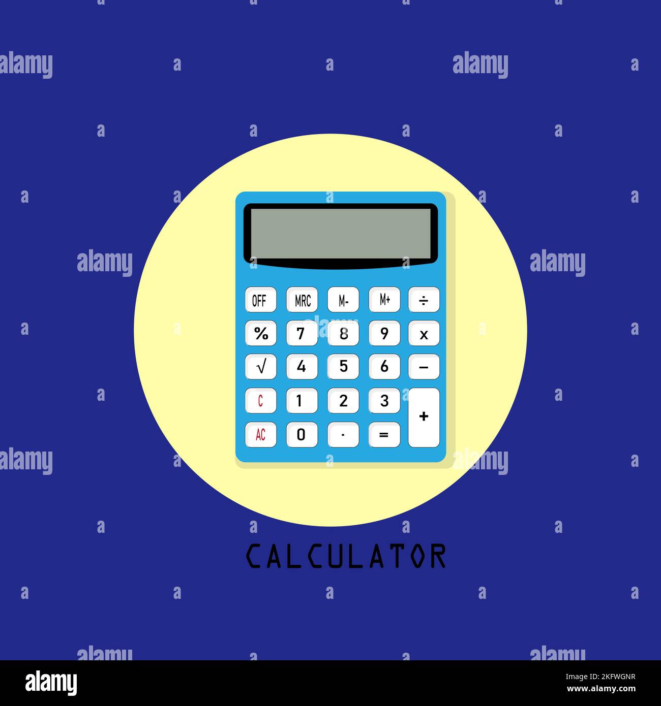 Basic calculator with set of digits isolated on white. Flat design. EPS