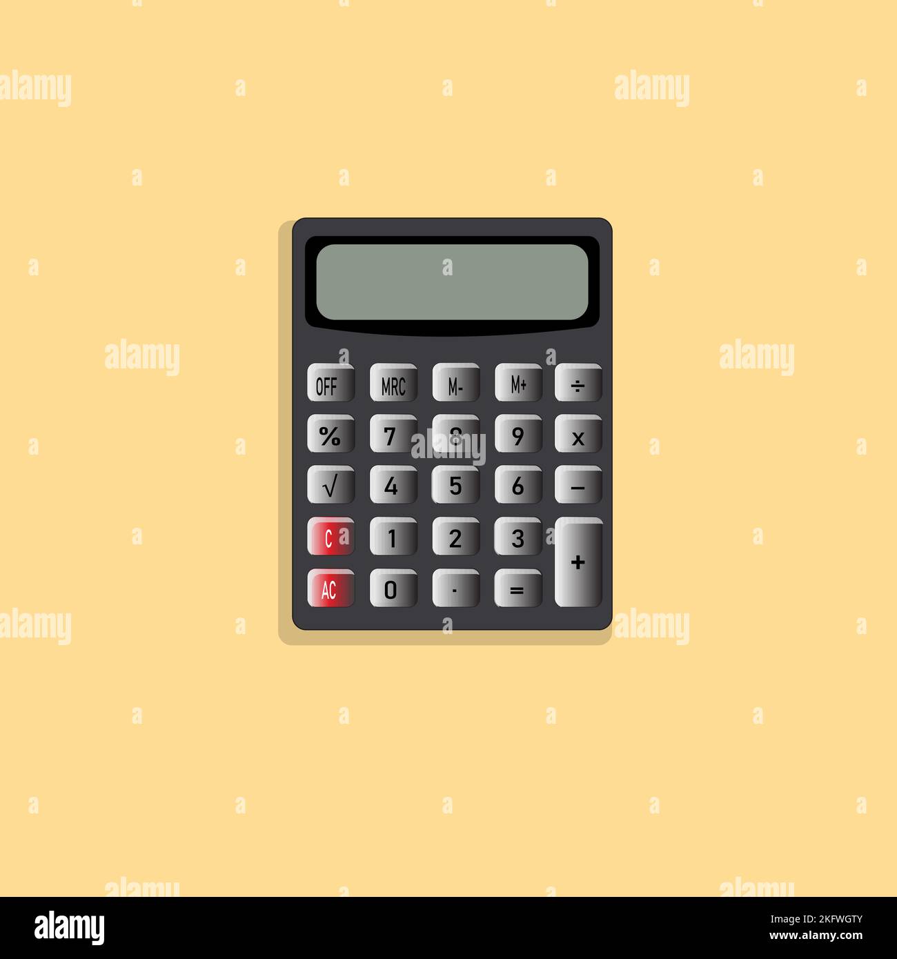 Basic calculator with set of digits isolated on white. Flat design. EPS 10 vector illustration. Stock Vector