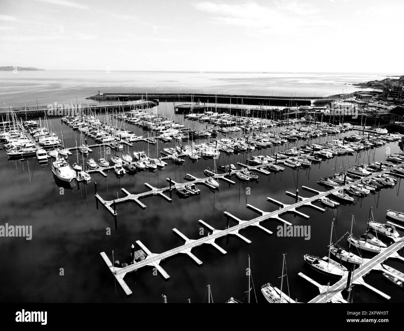 An aerial view of hundreds of ships at the Bangor Marina in Northern